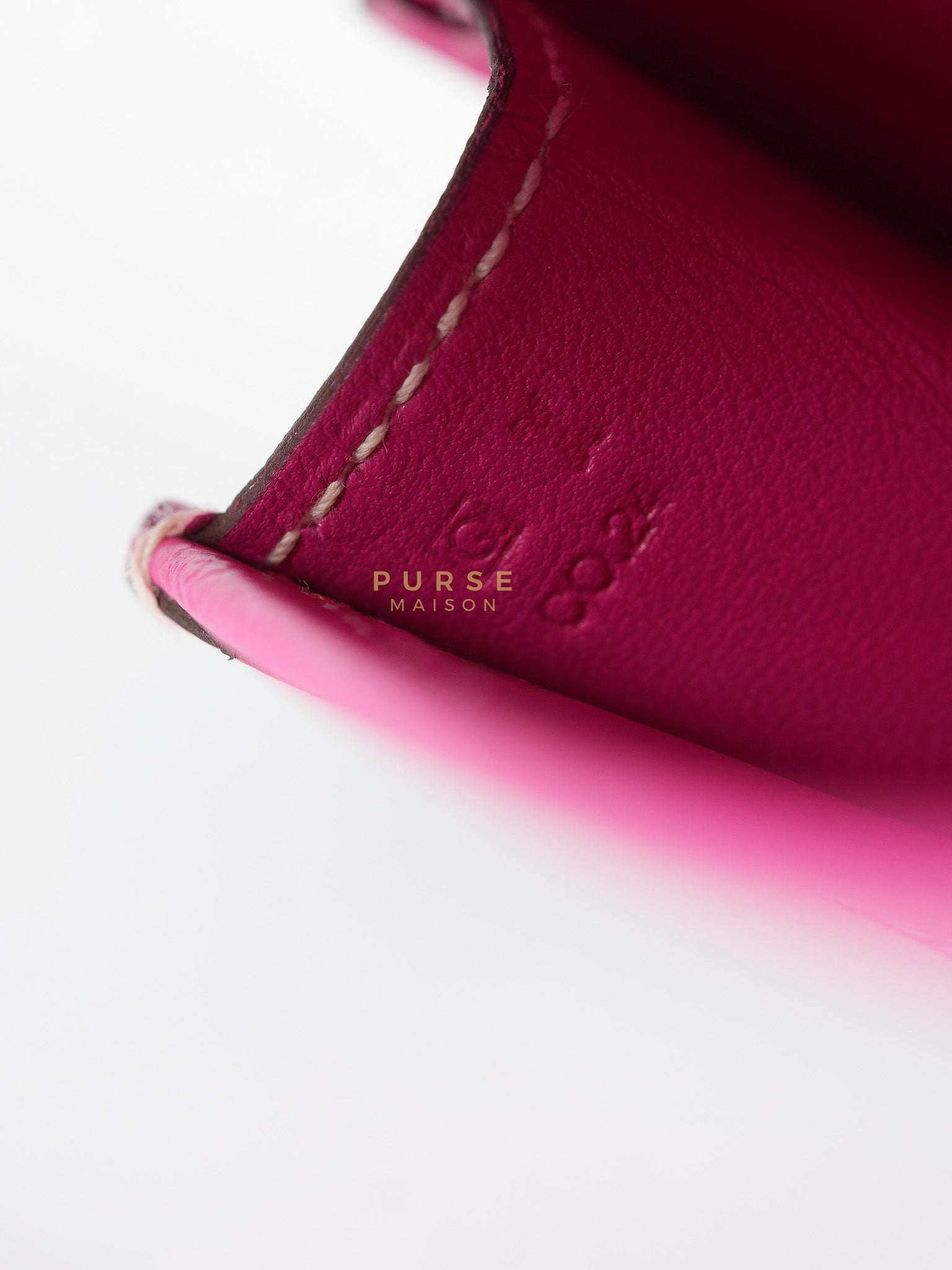 Jige Elan 29 in Rose Tyrien Epsom Leather Stamp Square Q(2013) | Purse Maison Luxury Bags Shop