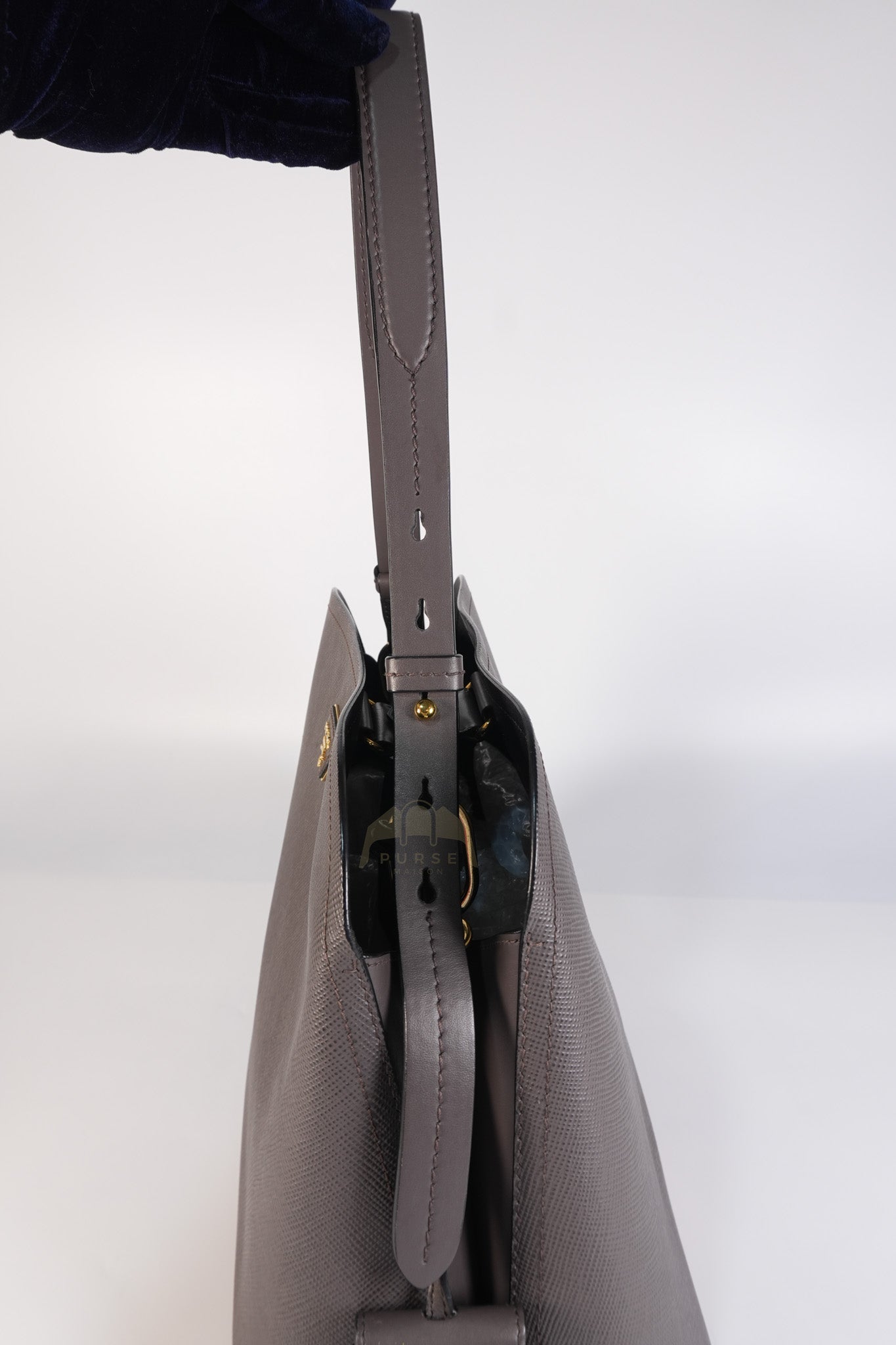 Matinee in Gray Saffiano Shoulder Bag