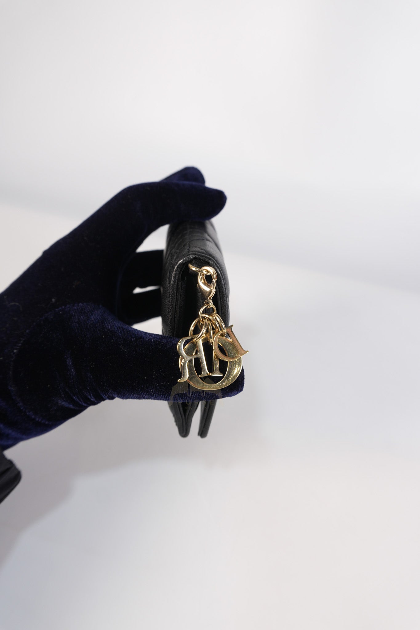 Lady Dior Flap Card Holder in Black Quilted Cannage Lambskin Leather