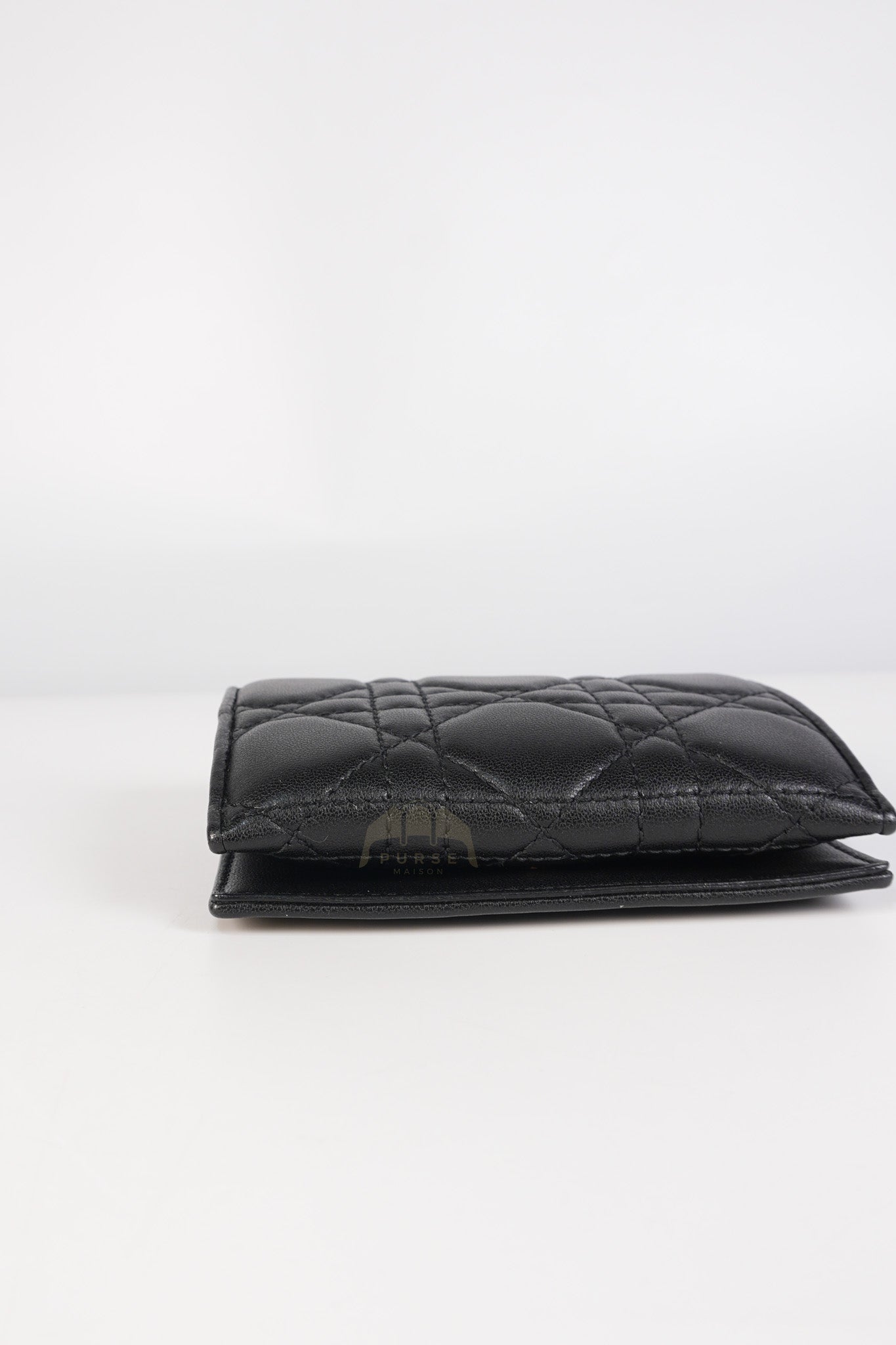 Lady Dior Flap Card Holder in Black Quilted Cannage Lambskin Leather