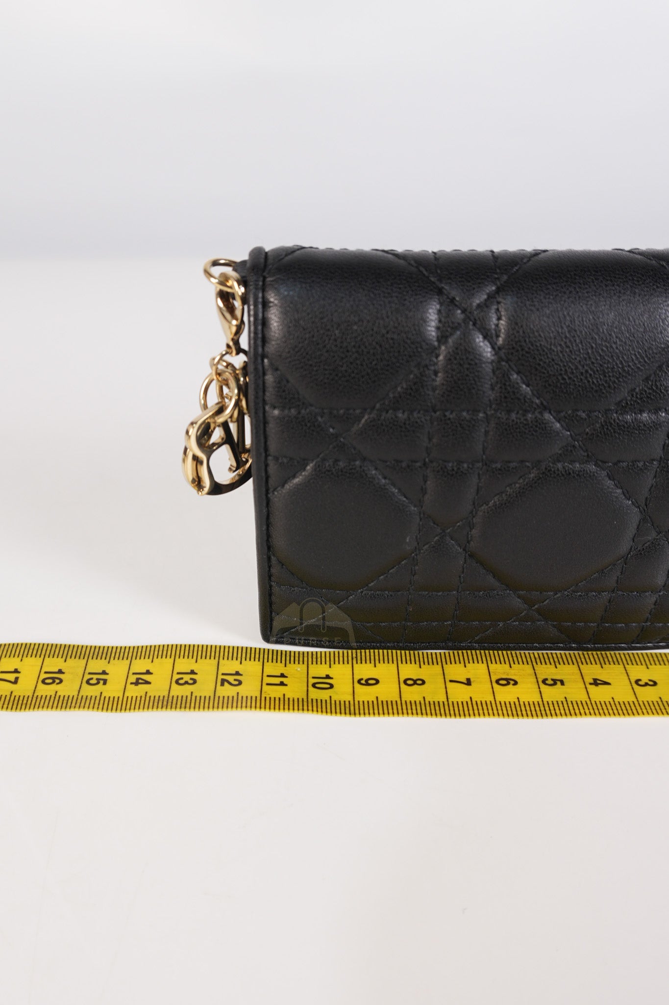 Lady Dior Flap Card Holder in Black Quilted Cannage Lambskin Leather