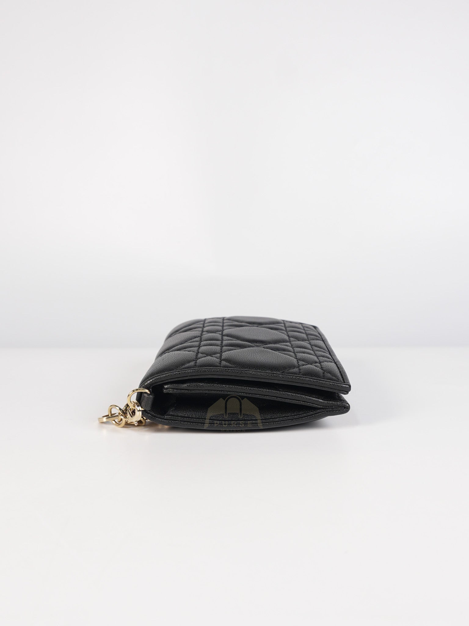 Lady Dior Flap Card Holder in Black Quilted Cannage Lambskin Leather