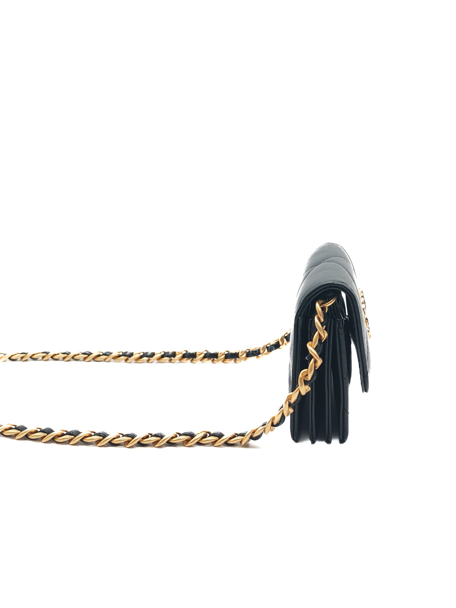 19 Flap Coin Purse in Black Lambskin Leather & Mix Hardware (Series 31)