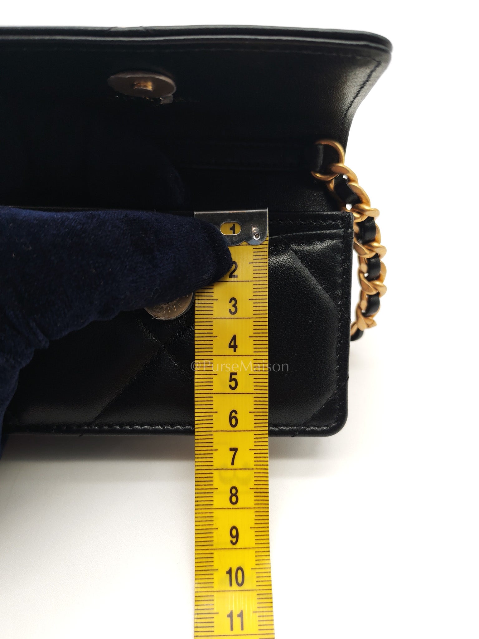 19 Flap Coin Purse in Black Lambskin Leather & Mix Hardware (Series 31)