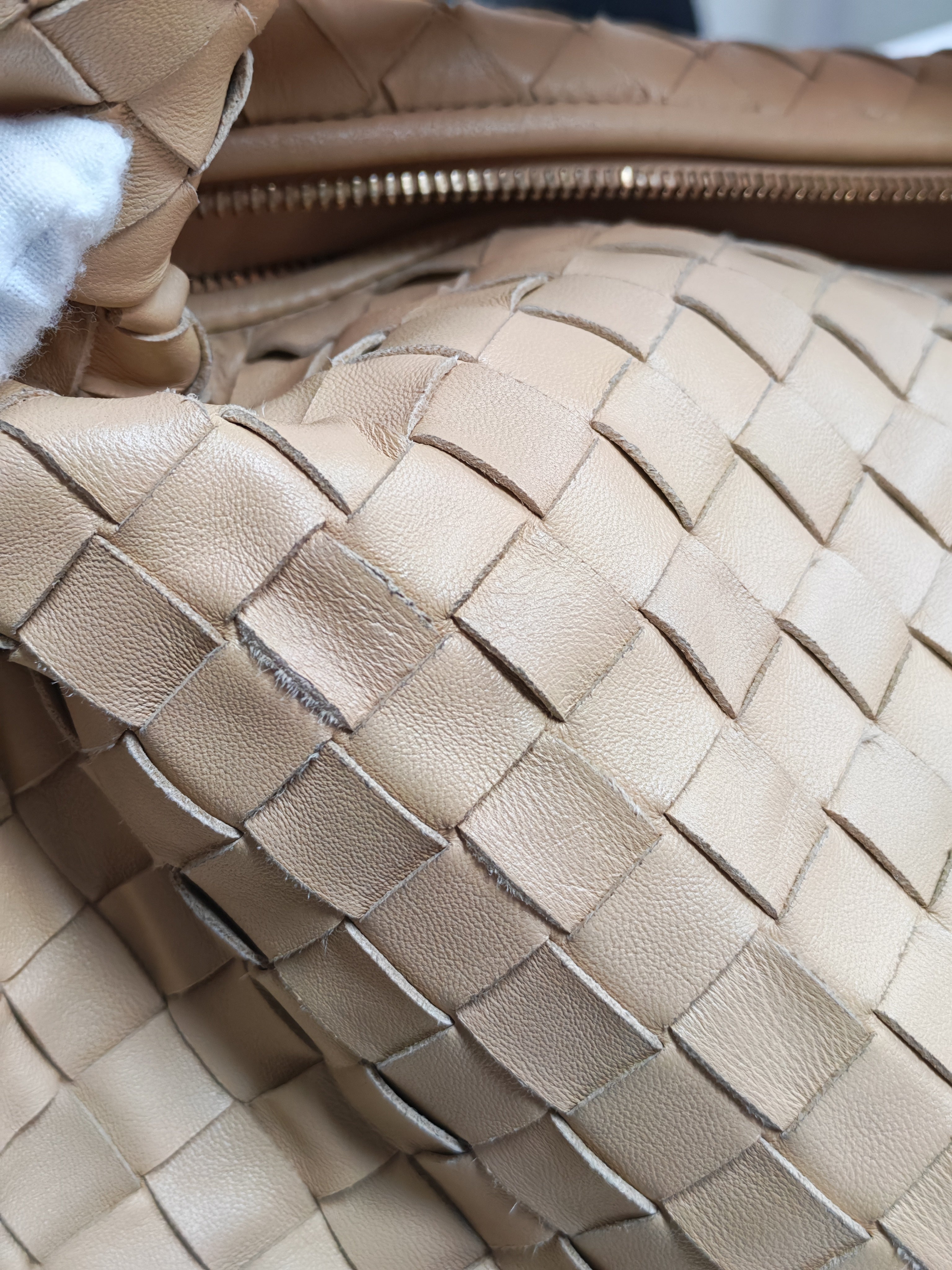 Jodie Medium in Beige Intrecciato Woven Leather Shoulder Bag | Purse Maison Luxury Bags Shop