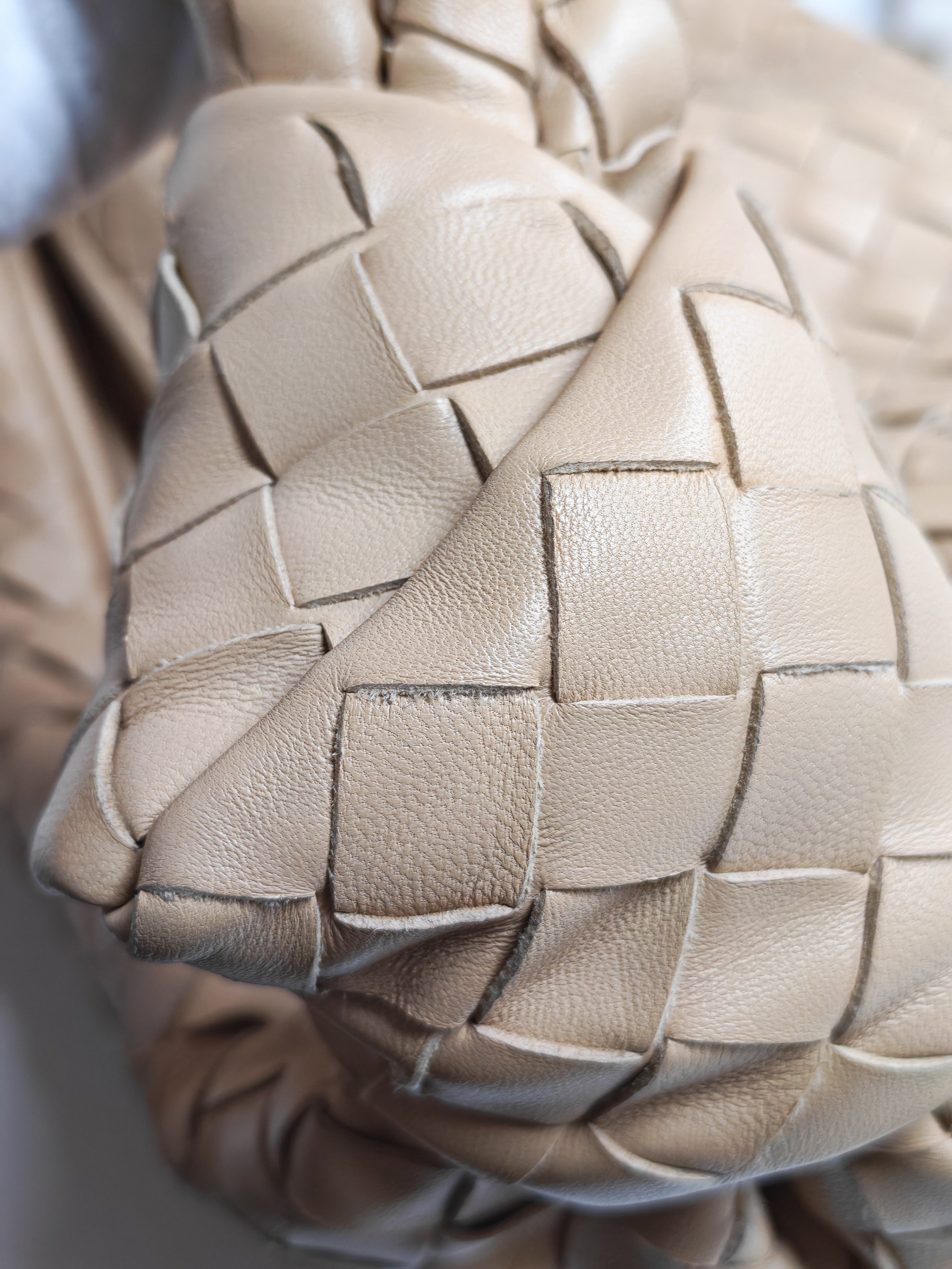 Jodie Medium in Beige Intrecciato Woven Leather Shoulder Bag | Purse Maison Luxury Bags Shop