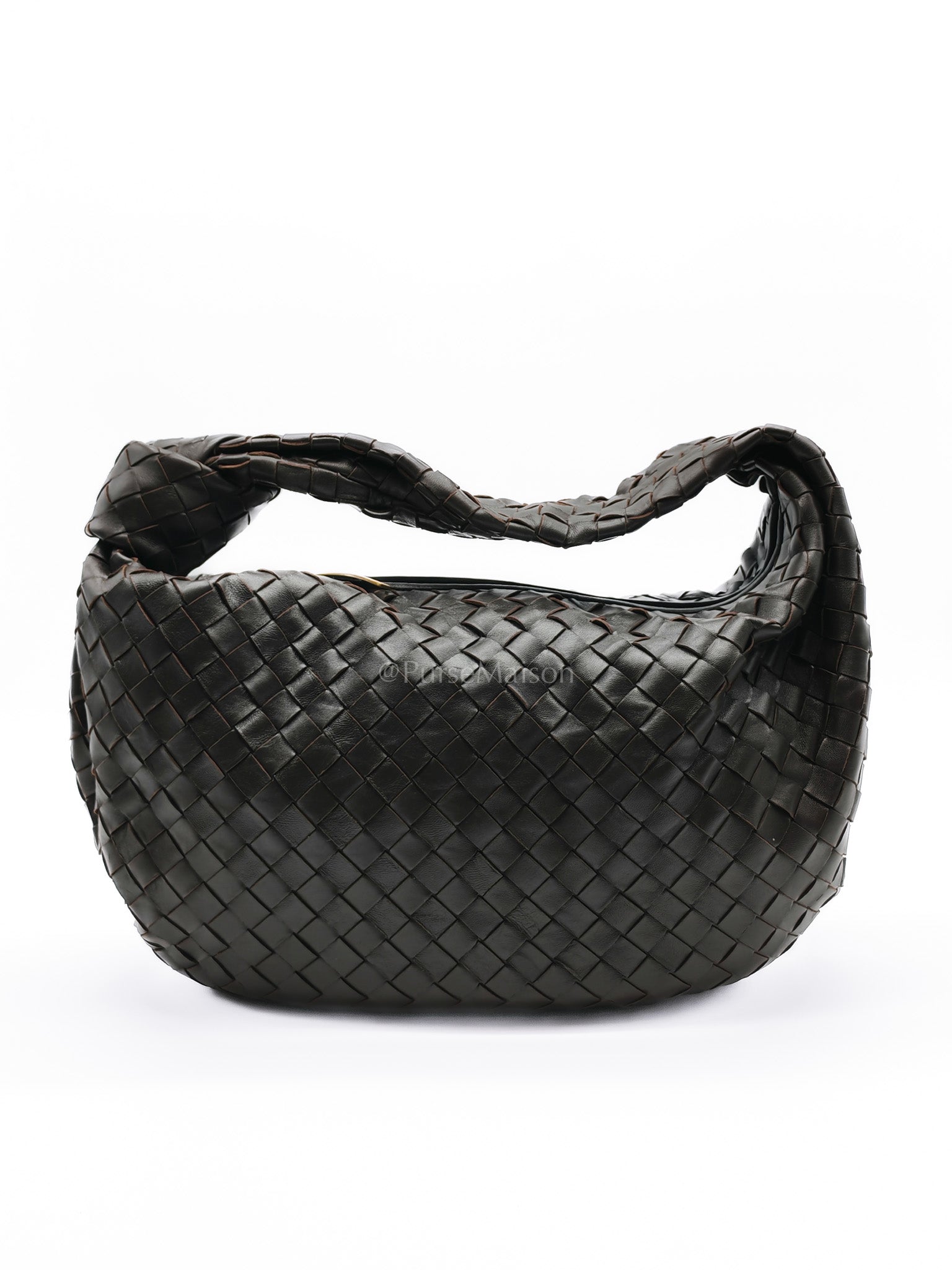 Jodie Medium in Fondant/Dark Brown Intrecciato Woven Leather | Purse Maison Luxury Bags Shop