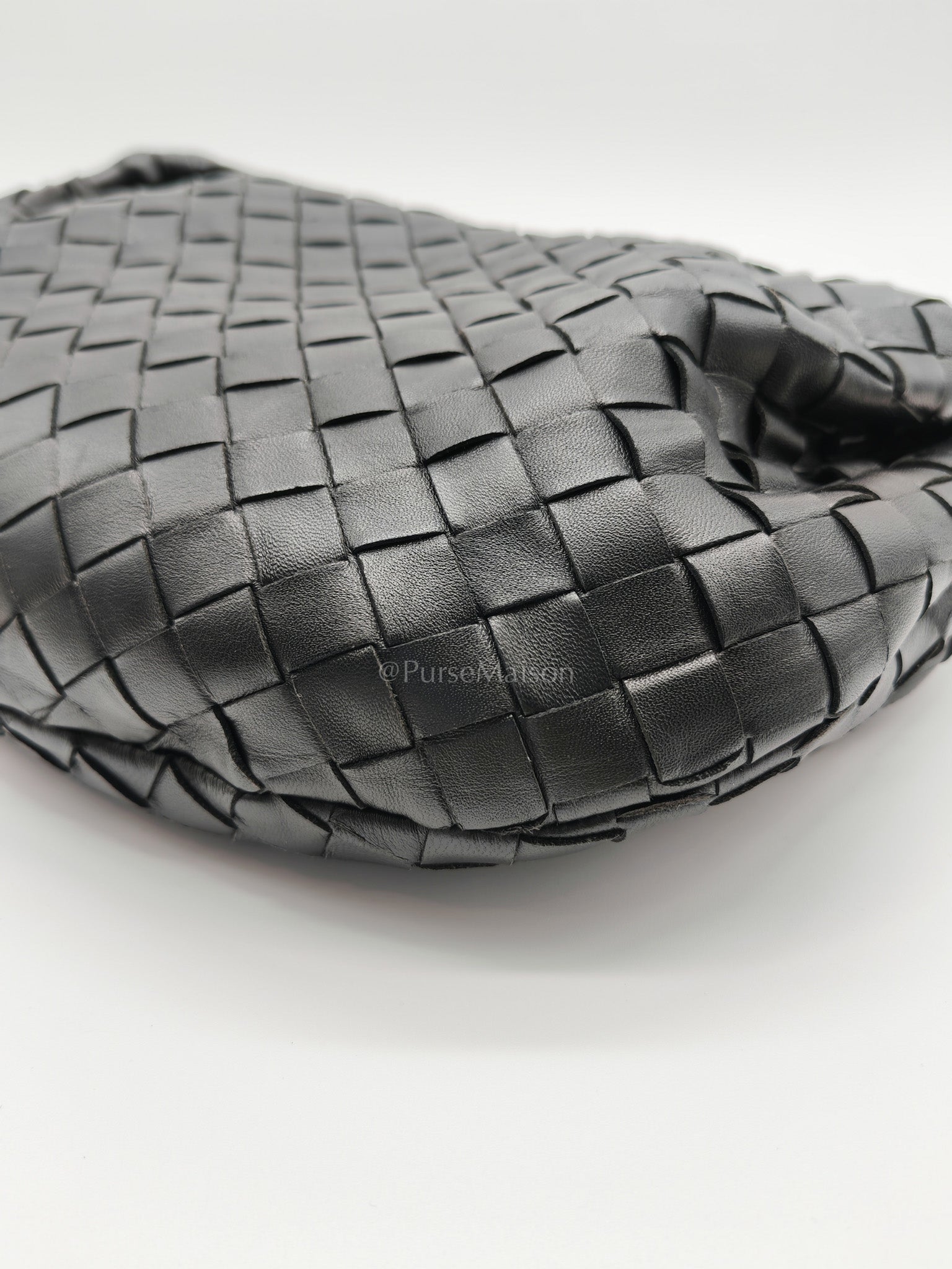 Jodie Small in Black Intrecciato Woven Leather | Purse Maison Luxury Bags Shop