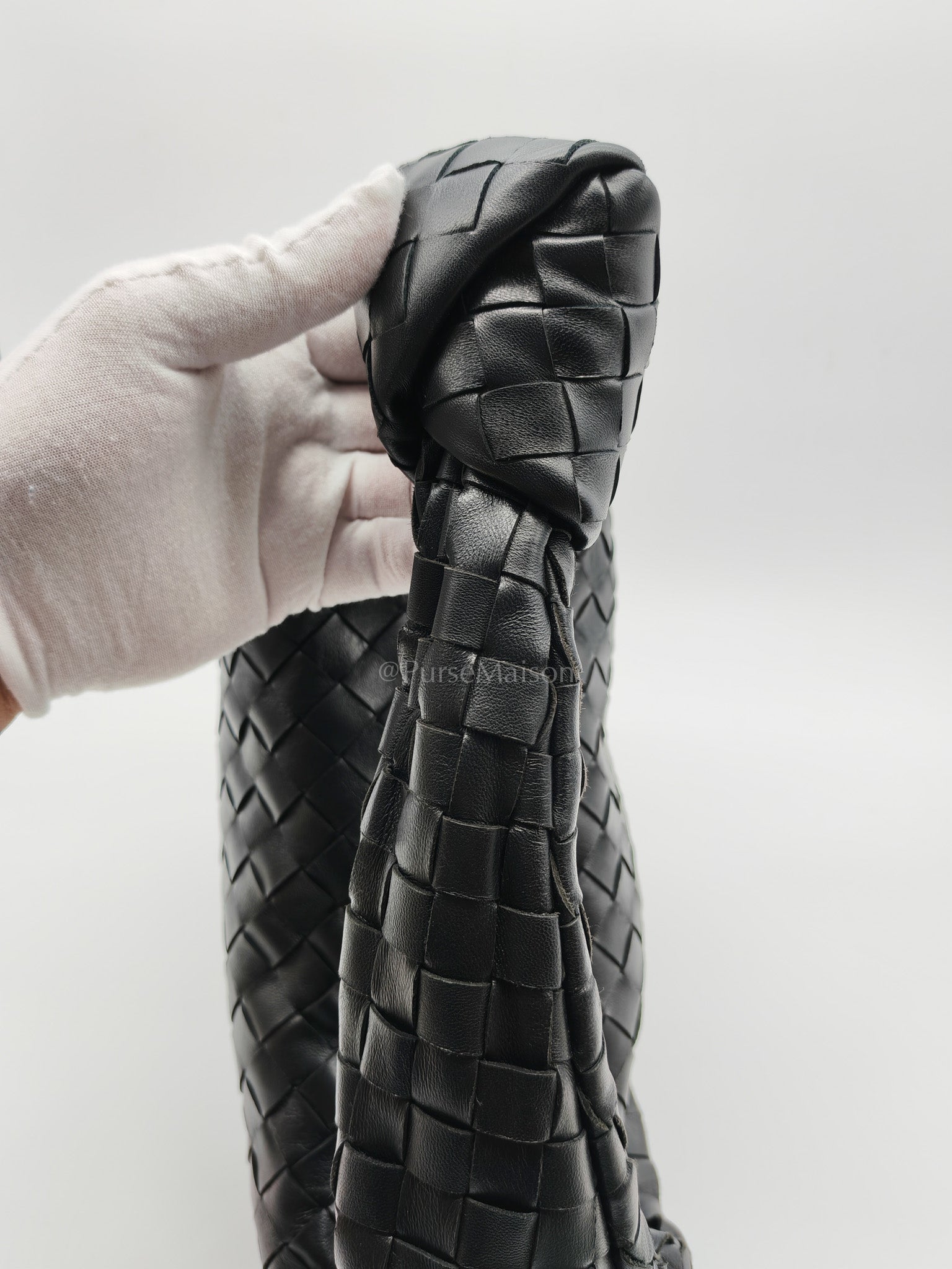 Jodie Small in Black Intrecciato Woven Leather | Purse Maison Luxury Bags Shop