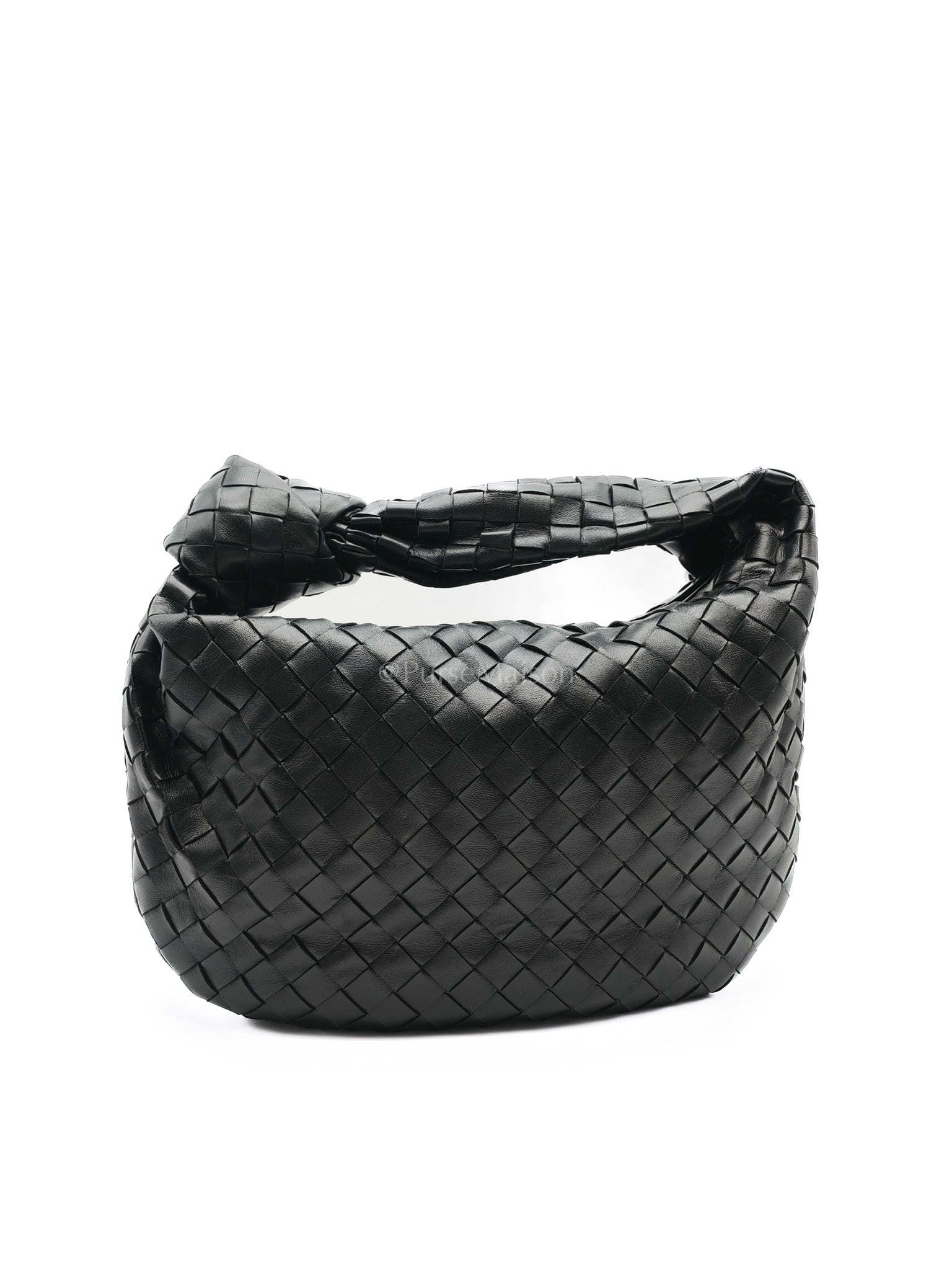 Jodie Small in Black Intrecciato Woven Leather | Purse Maison Luxury Bags Shop