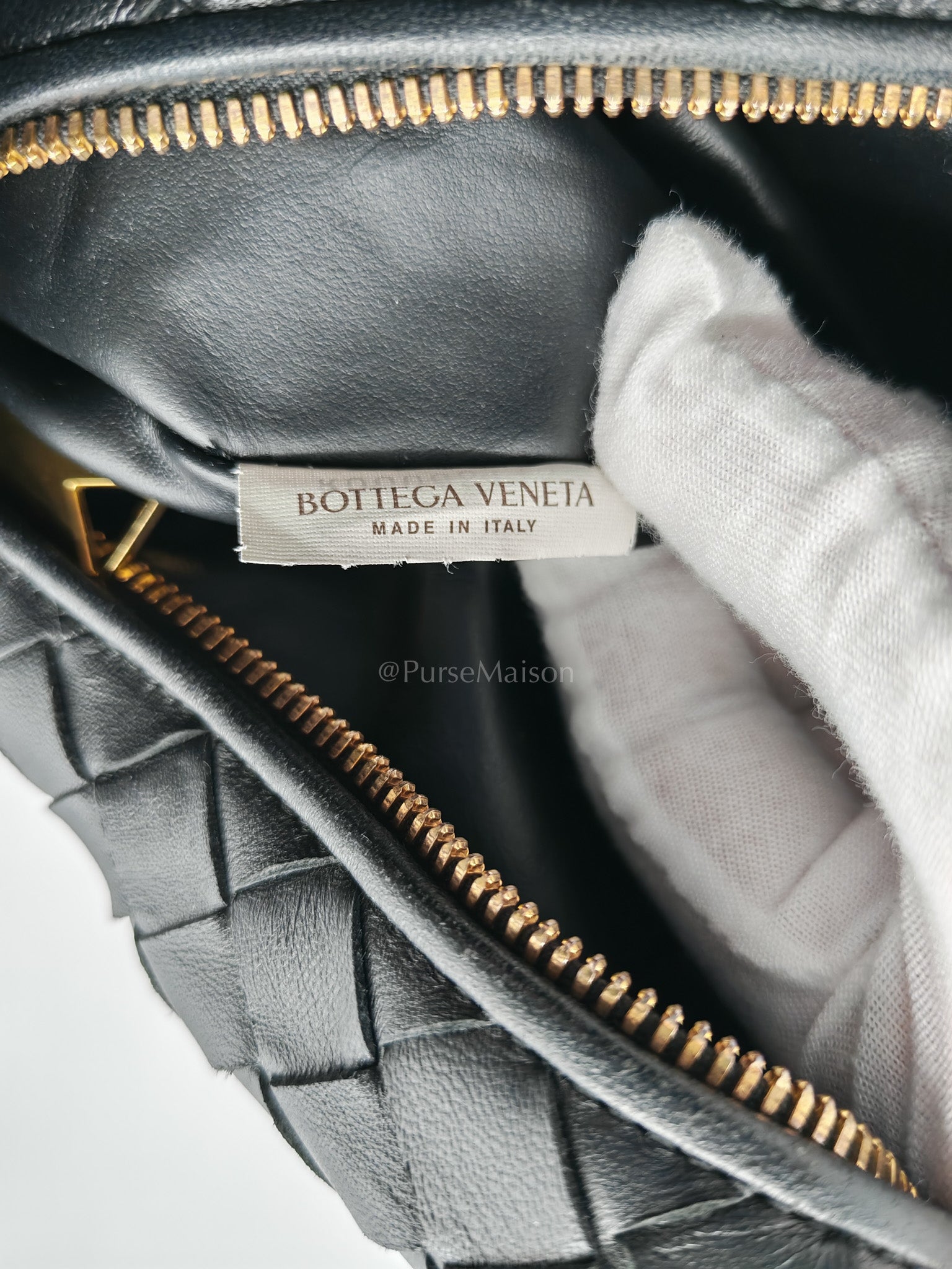 Jodie Small in Black Intrecciato Woven Leather | Purse Maison Luxury Bags Shop