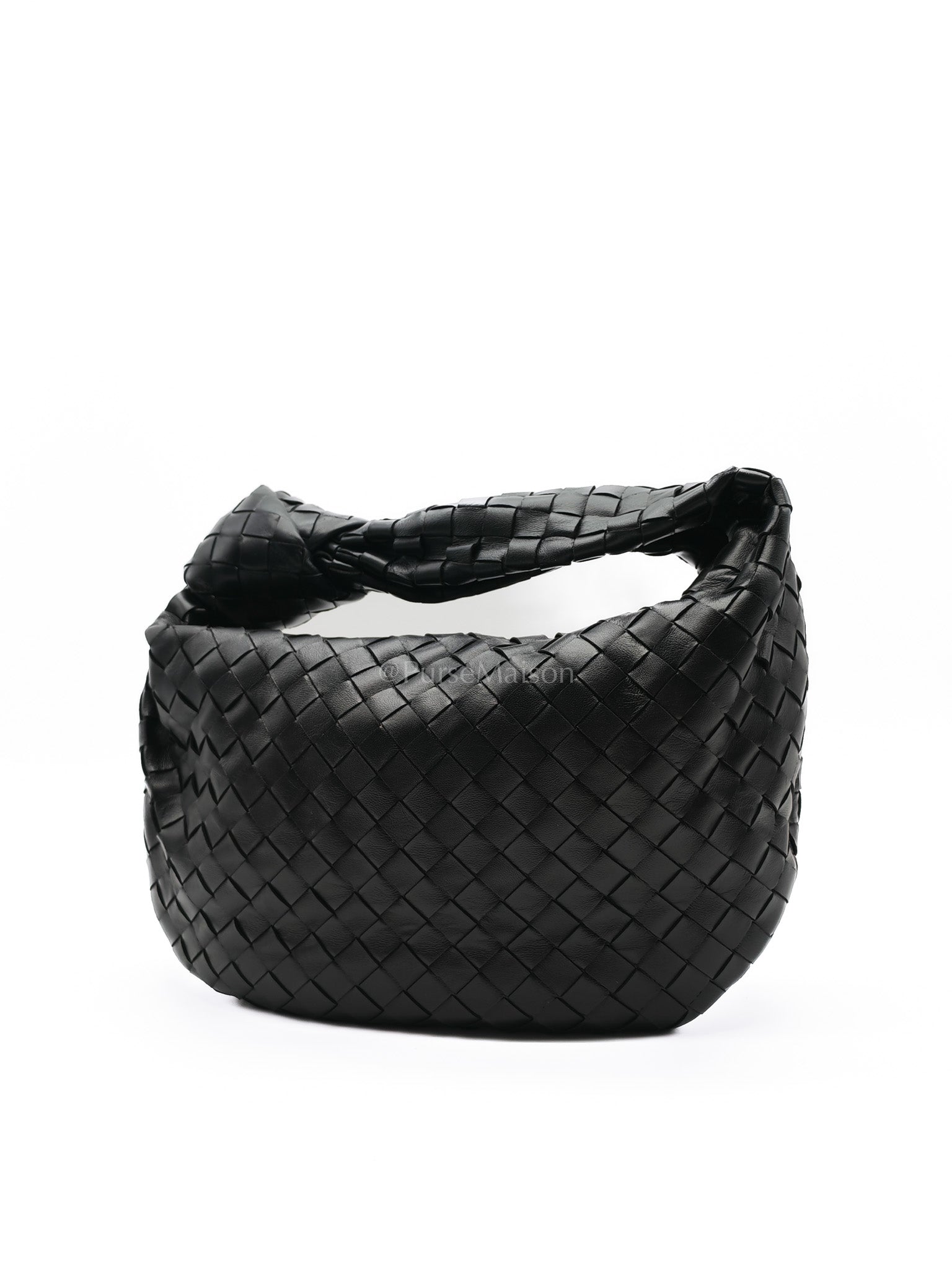 Jodie Small in Black Intrecciato Woven Leather | Purse Maison Luxury Bags Shop