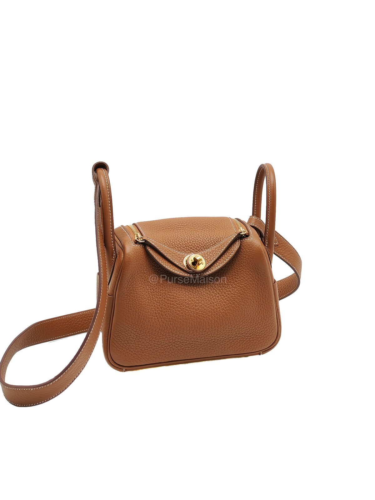 Hermes Mini Lindy in Gold Taurillon Clemence Leather and Gold Hardware Stamp K (2025)