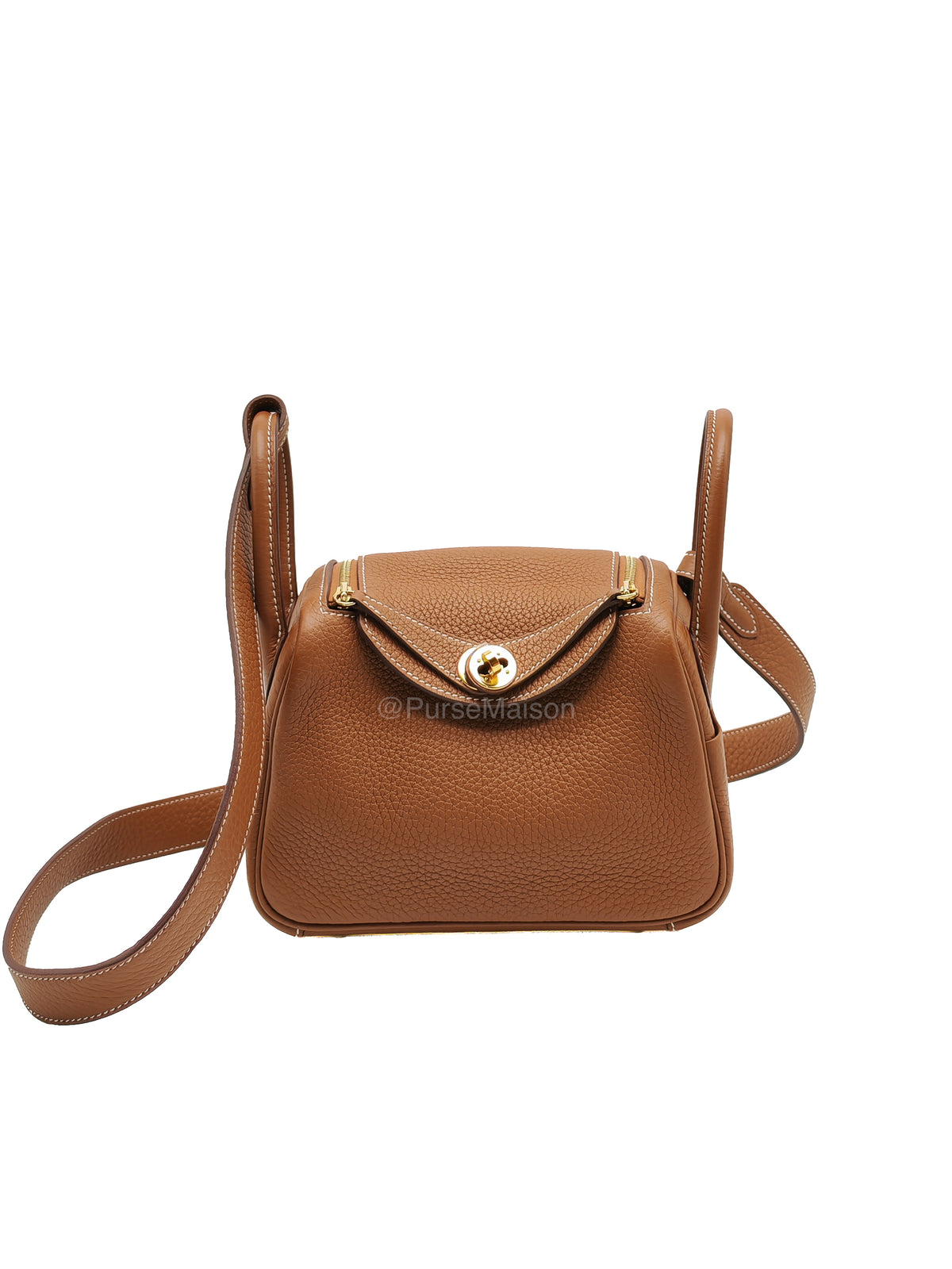 Hermes Mini Lindy in Gold Taurillon Clemence Leather and Gold Hardware Stamp K (2025)