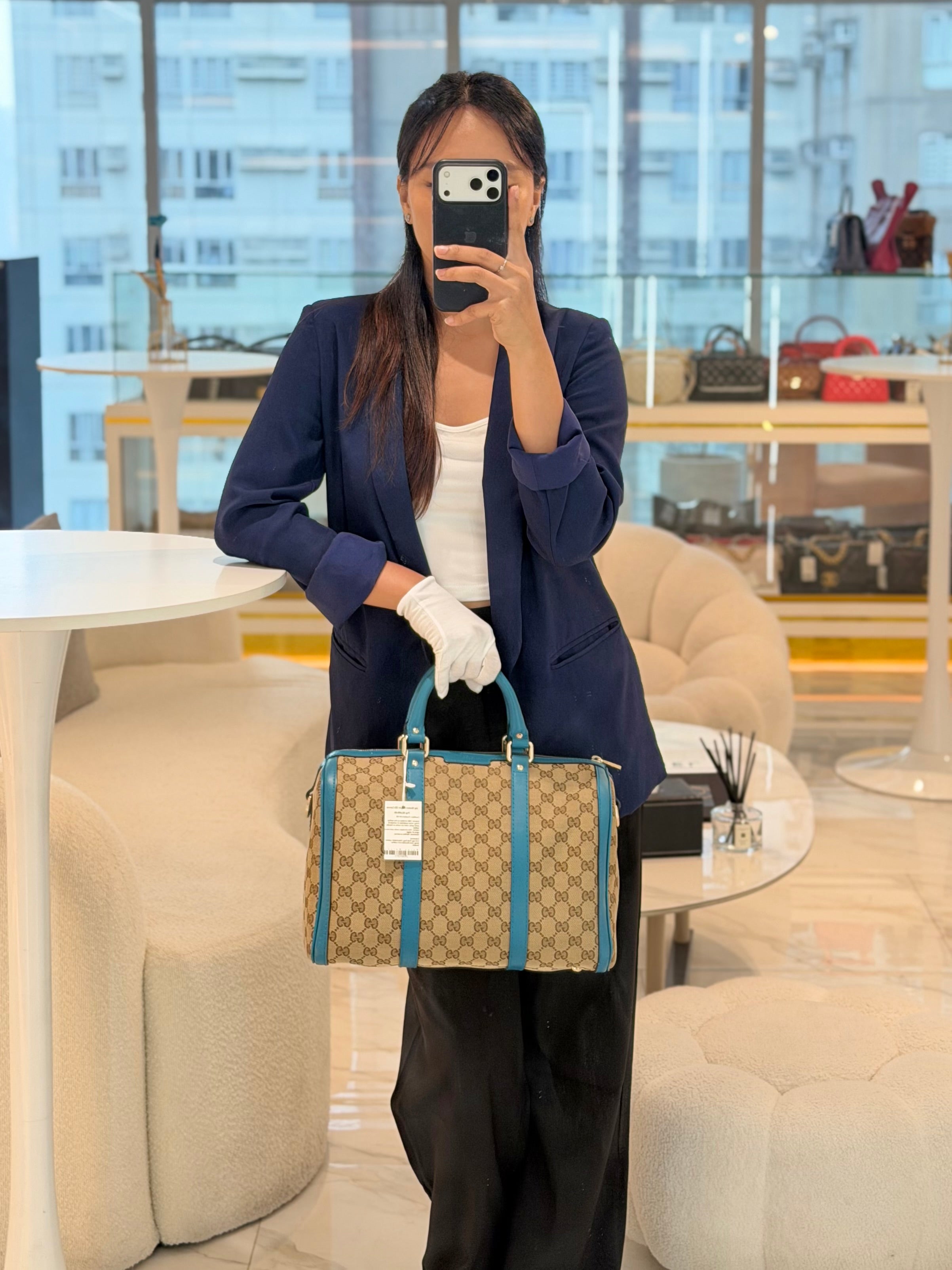 Joy Boston Bag in GG Canvas | Purse Maison Luxury Bags Shop