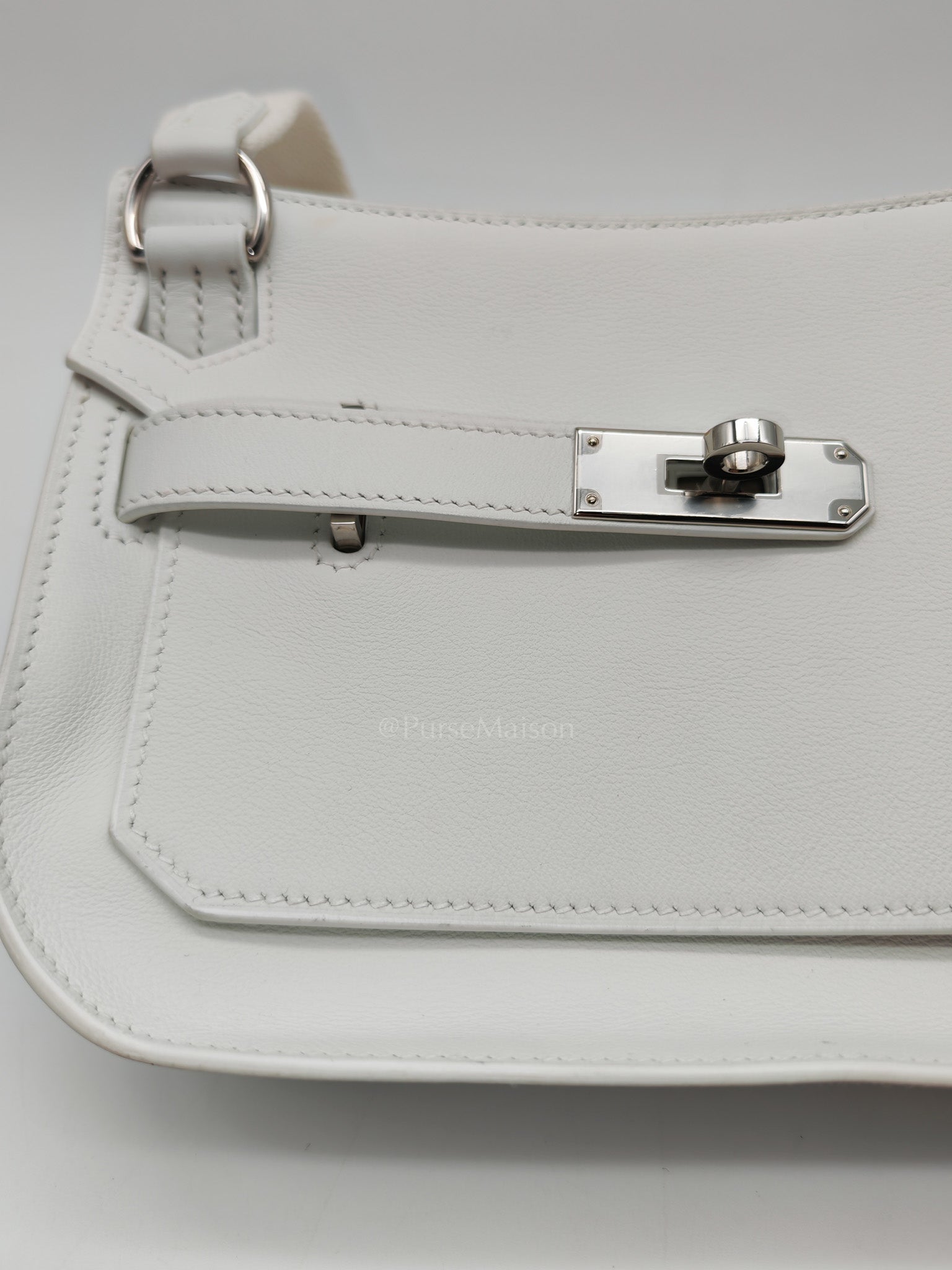 Mini Jypsiere in White Evercolor Leather Palladium Hardware Stamp W (2024)
