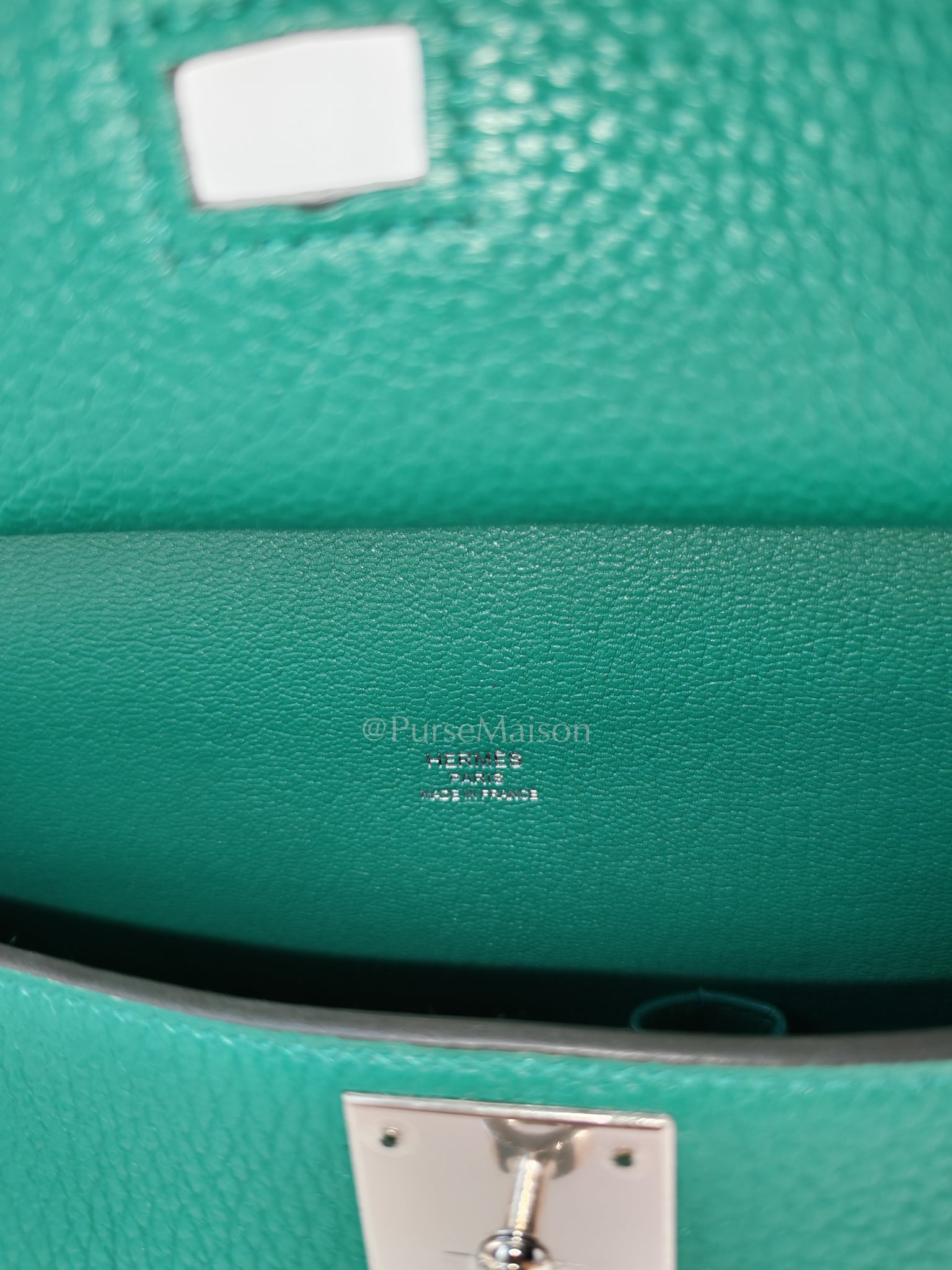 Jypsiere 26 in Vert Cypress Clemence Leather & Palladium Hardware Stamp A(2017) | Purse Maison Luxury Bags Shop