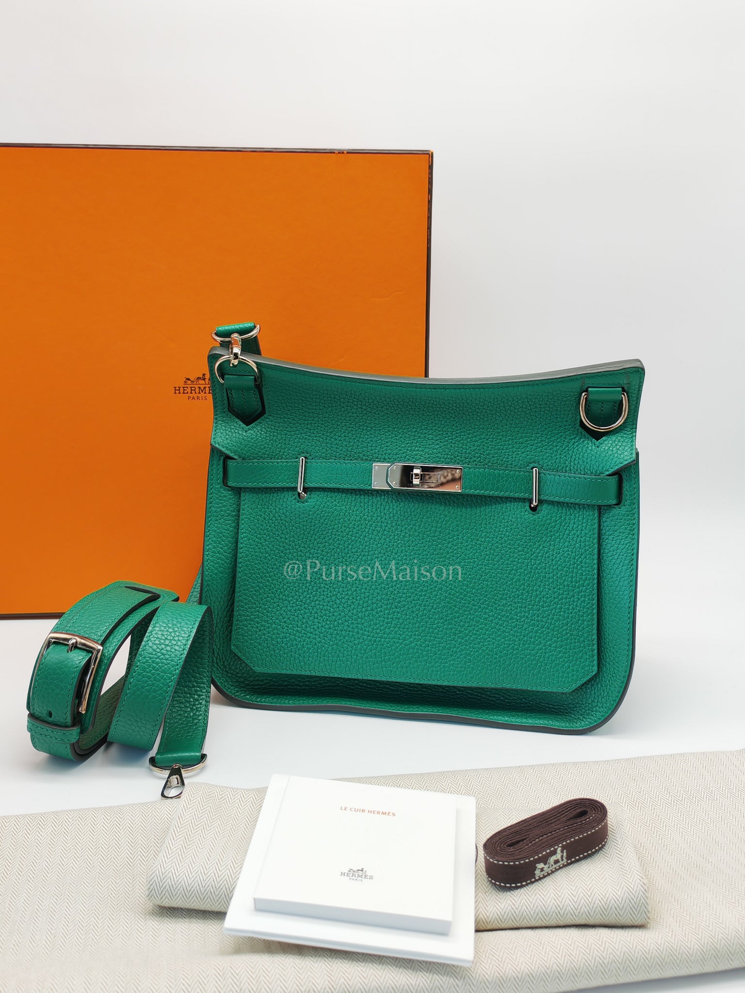 Jypsiere 26 in Vert Cypress Clemence Leather & Palladium Hardware Stamp A(2017) | Purse Maison Luxury Bags Shop