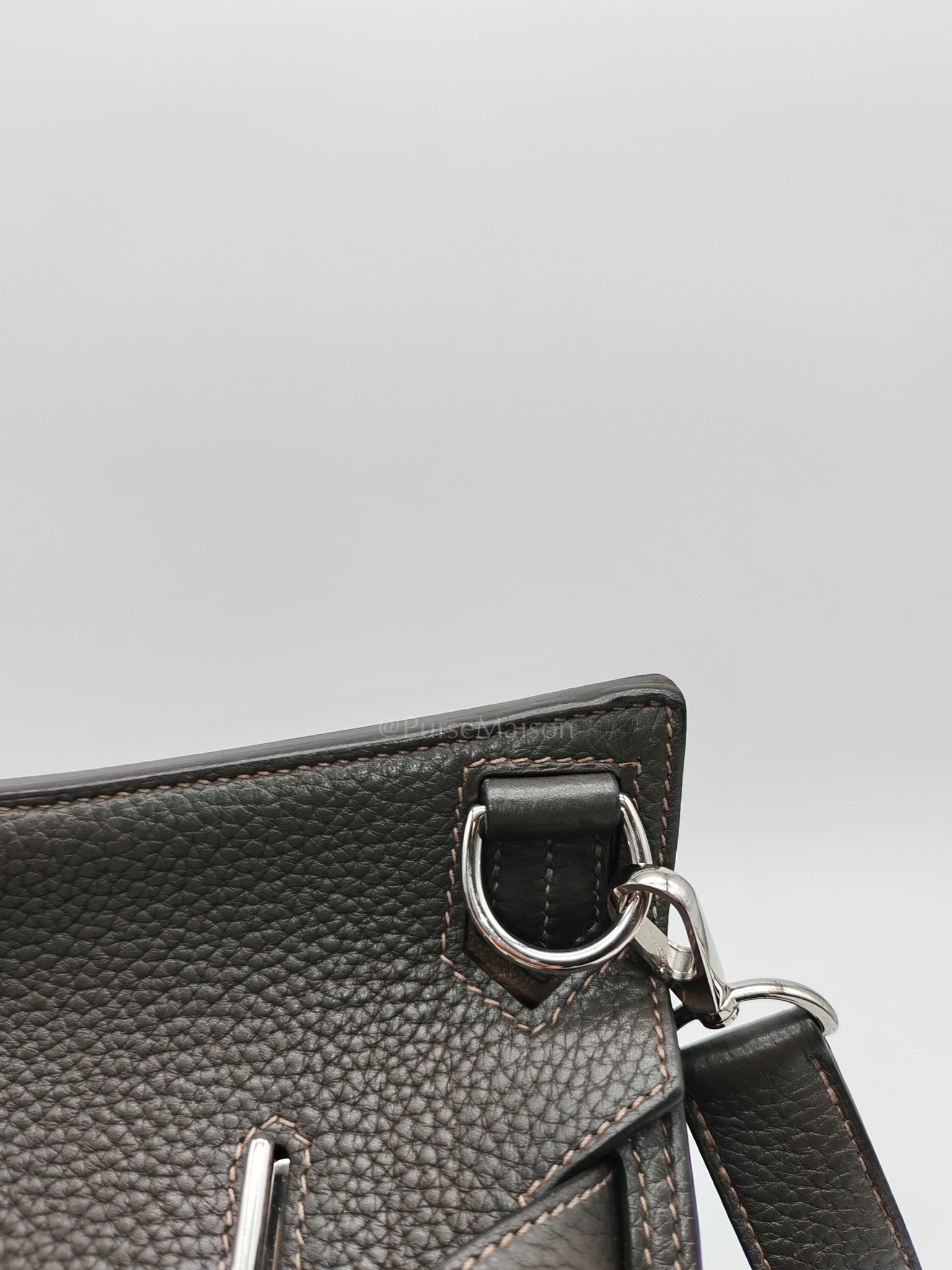 Jypsiere 28 in Gris Etain Clemence Leather & Palladium Hardware Stamp B (2023) | Purse Maison Luxury Bags Shop