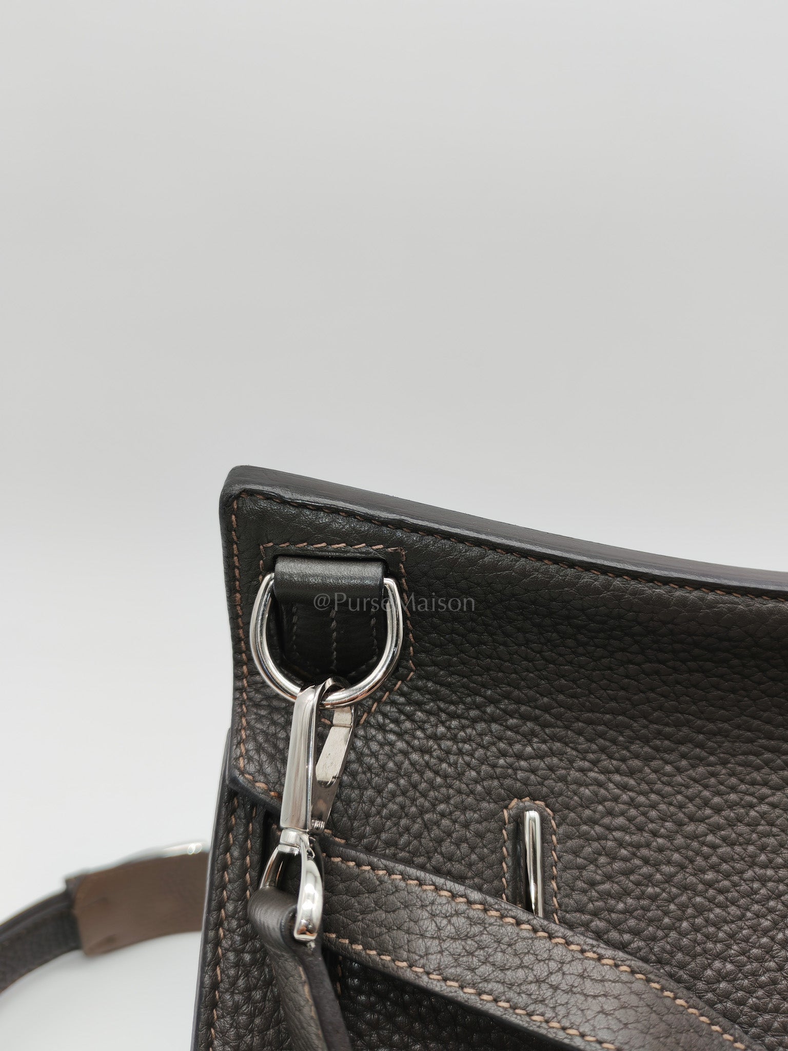 Jypsiere 28 in Gris Etain Clemence Leather & Palladium Hardware Stamp B (2023) | Purse Maison Luxury Bags Shop