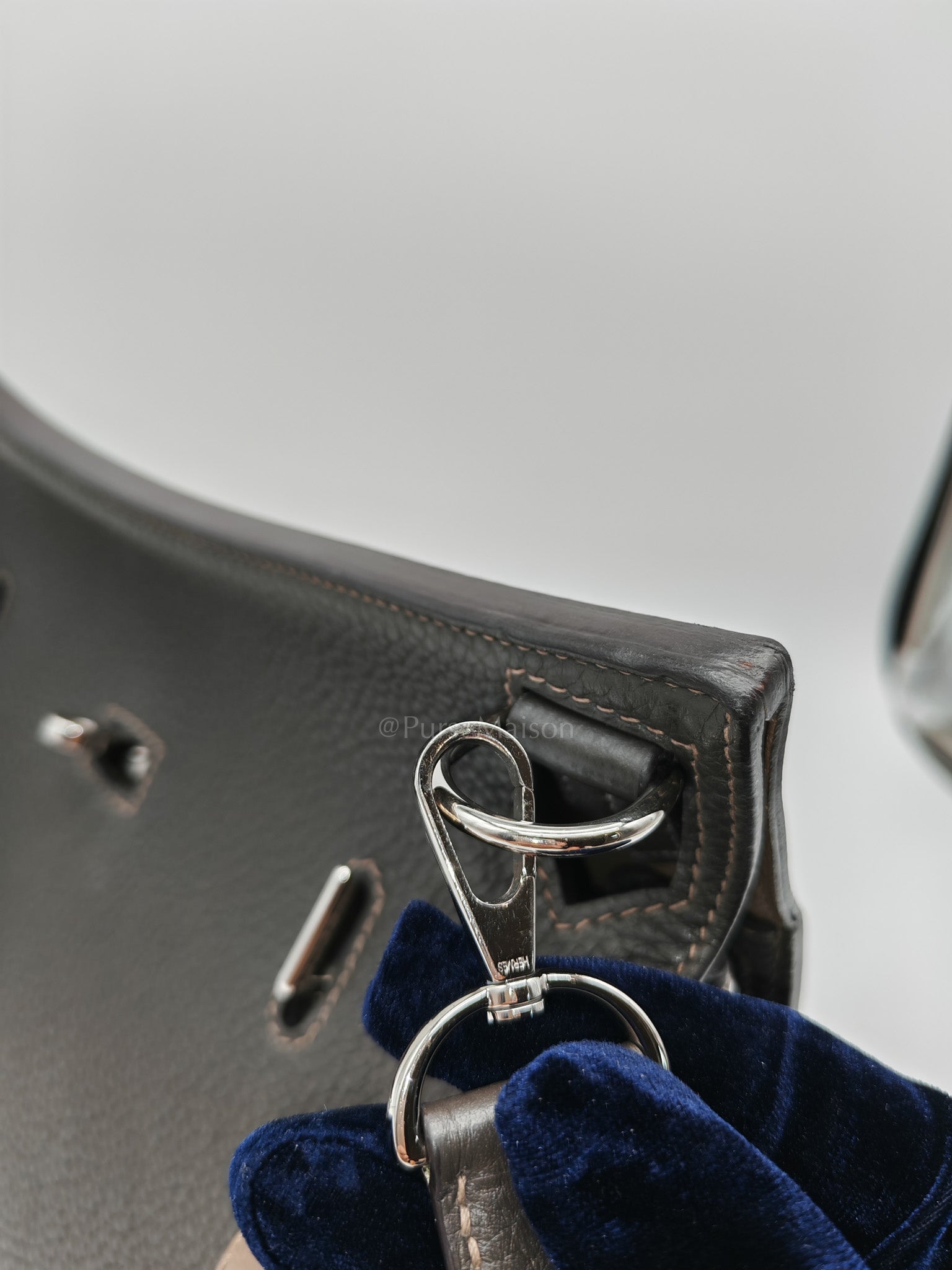 Jypsiere 28 in Gris Etain Clemence Leather & Palladium Hardware Stamp B (2023) | Purse Maison Luxury Bags Shop