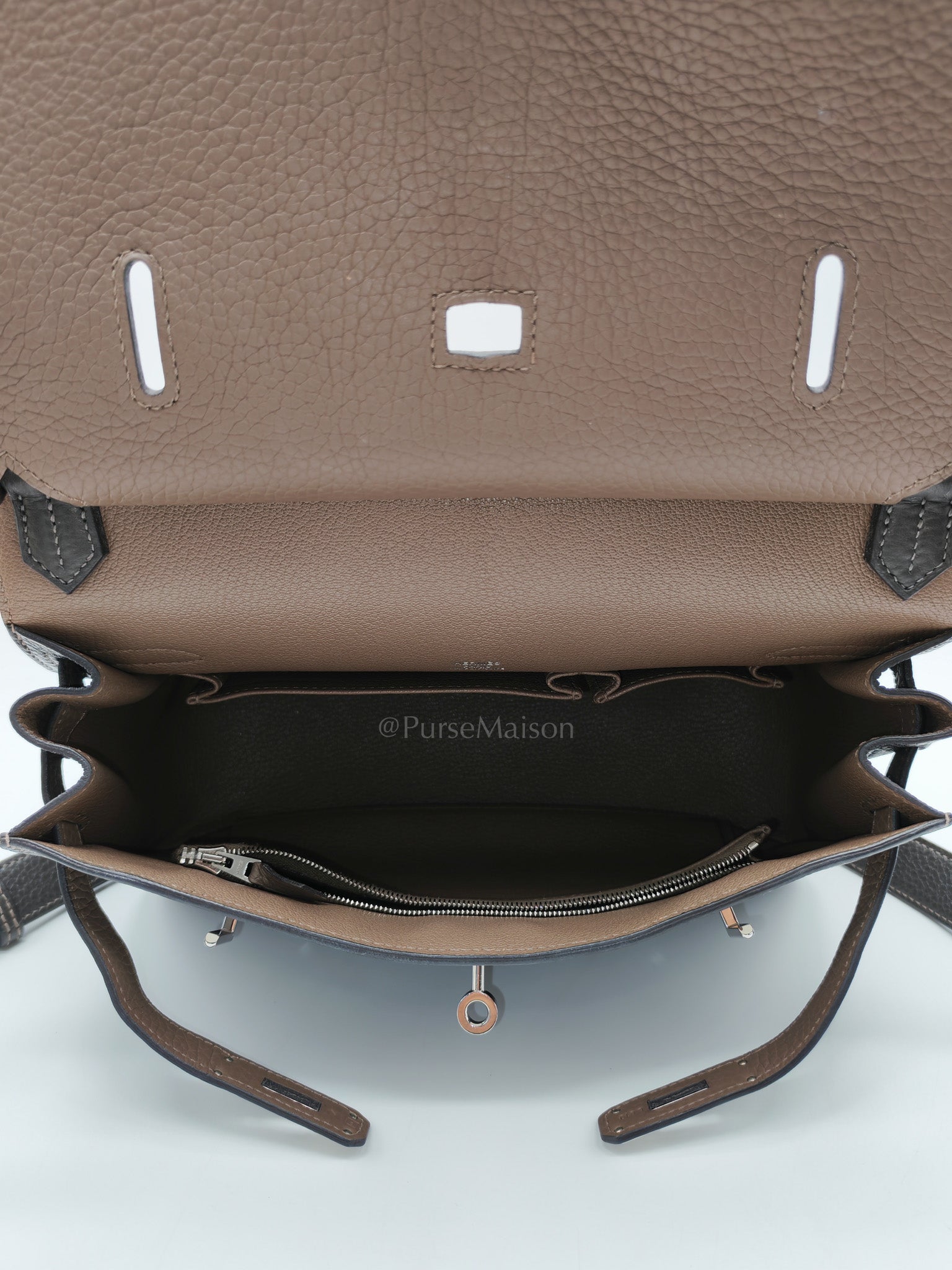 Jypsiere 28 in Gris Etain Clemence Leather & Palladium Hardware Stamp B (2023) | Purse Maison Luxury Bags Shop