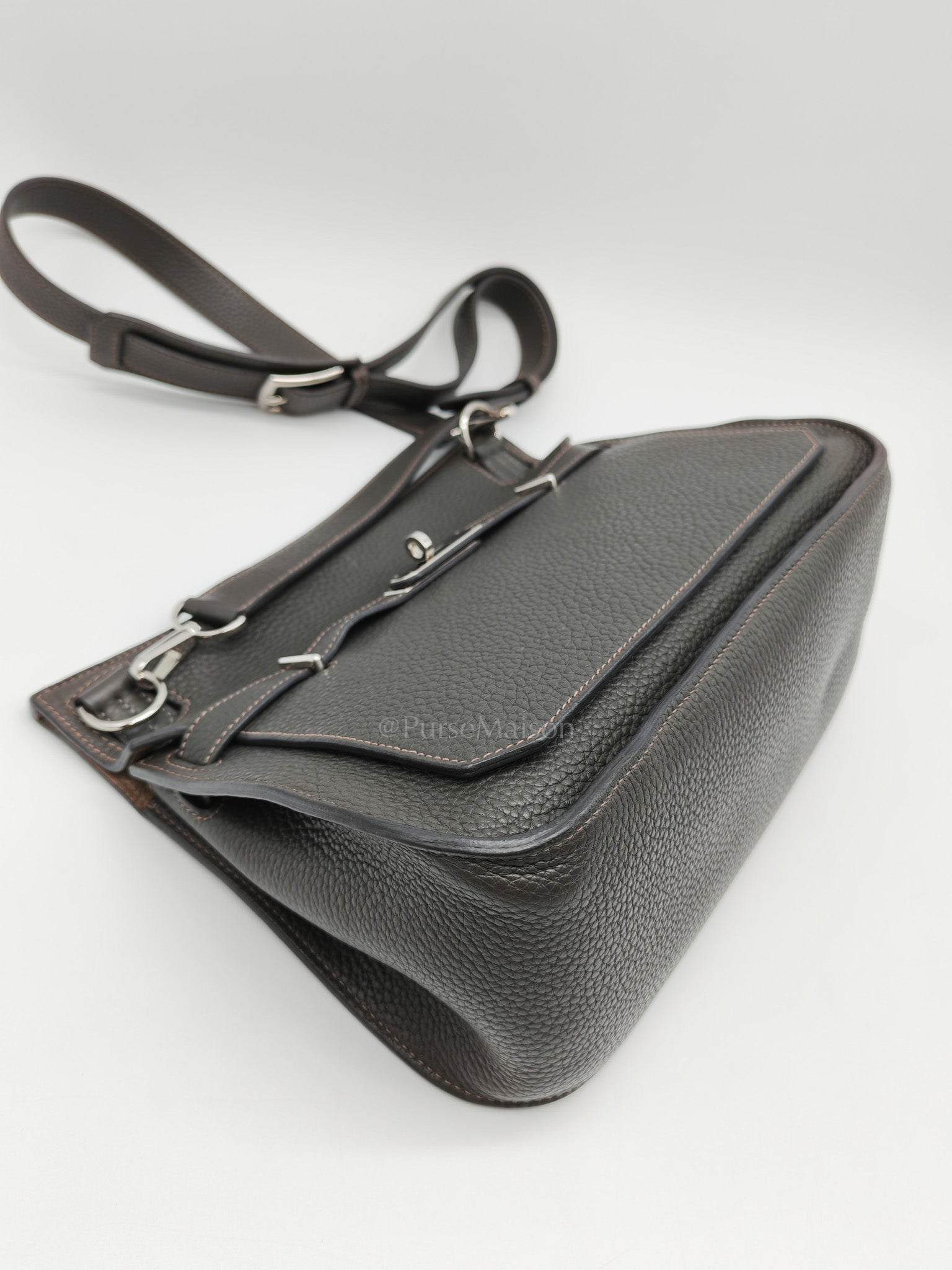 Jypsiere 28 in Gris Etain Clemence Leather & Palladium Hardware Stamp B (2023) | Purse Maison Luxury Bags Shop