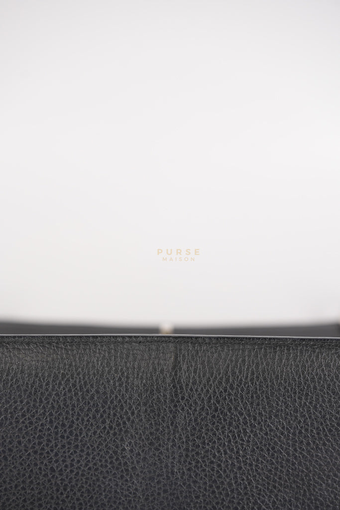 Jypsiere 31 Black Togo Leather and Palladium Hardware Stamp Square Q (2013) | Purse Maison Luxury Bags Shop