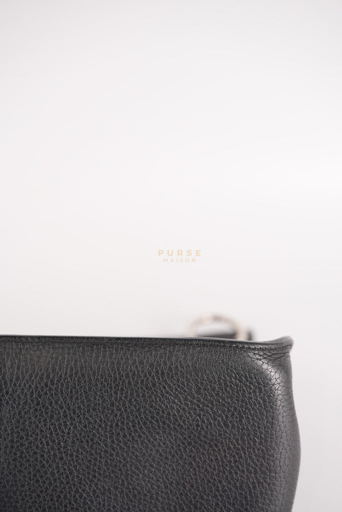 Jypsiere 31 Black Togo Leather and Palladium Hardware Stamp Square Q (2013) | Purse Maison Luxury Bags Shop