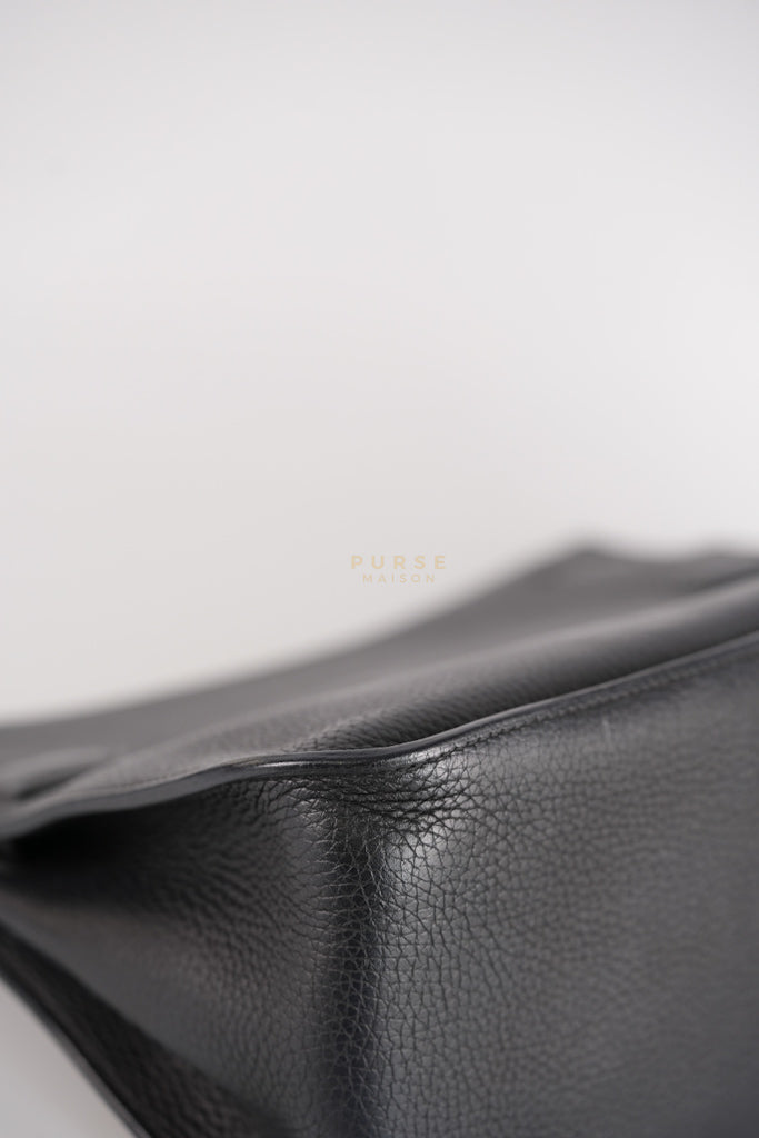 Jypsiere 31 Black Togo Leather and Palladium Hardware Stamp Square Q (2013) | Purse Maison Luxury Bags Shop