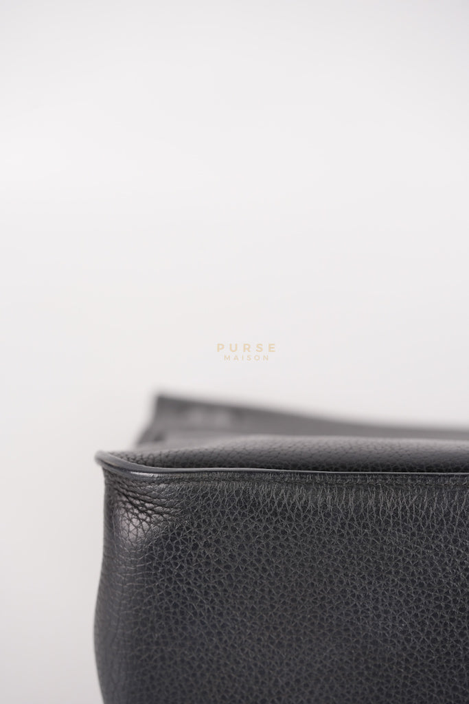 Jypsiere 31 Black Togo Leather and Palladium Hardware Stamp Square Q (2013) | Purse Maison Luxury Bags Shop