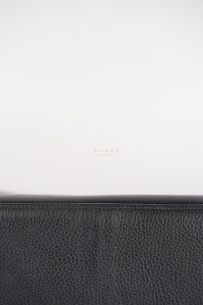 Jypsiere 31 Black Togo Leather and Palladium Hardware Stamp Square Q (2013) | Purse Maison Luxury Bags Shop