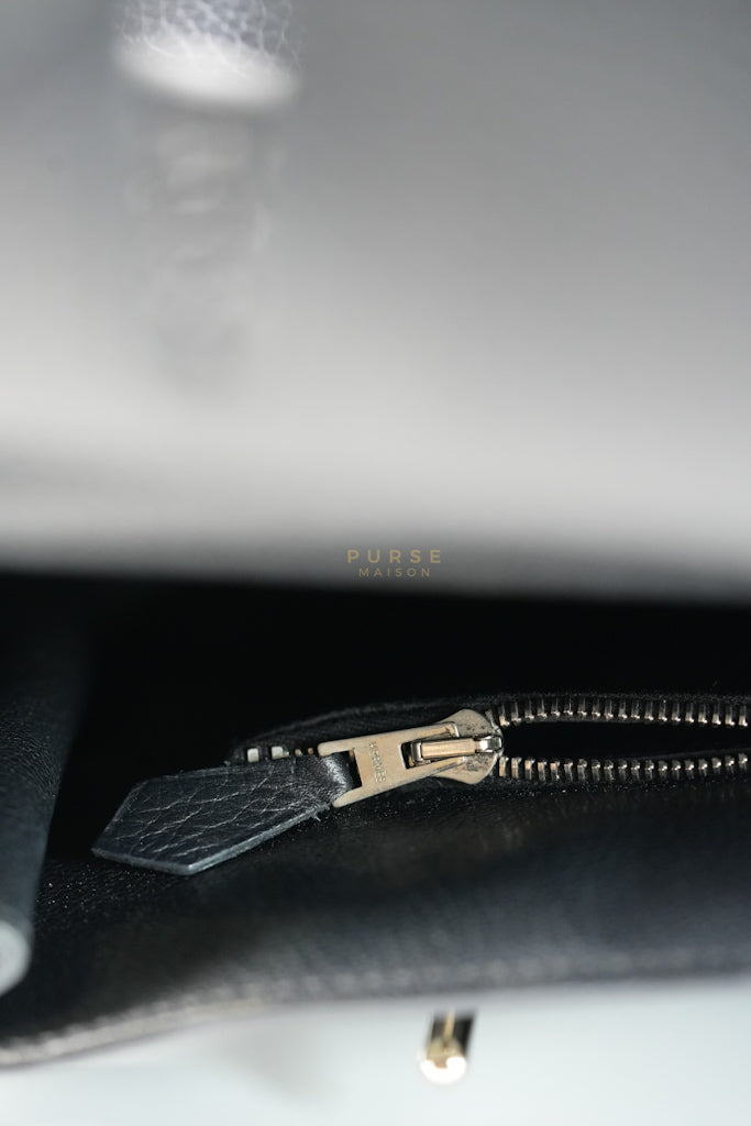 Jypsiere 31 Black Togo Leather and Palladium Hardware Stamp Square Q (2013) | Purse Maison Luxury Bags Shop