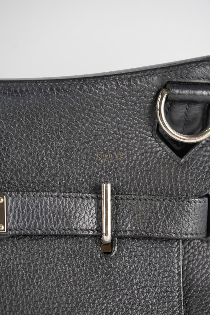 Jypsiere 31 Black Togo Leather and Palladium Hardware Stamp Square Q (2013) | Purse Maison Luxury Bags Shop