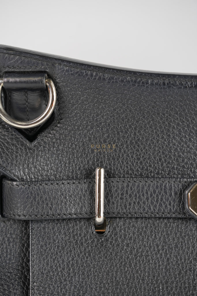 Jypsiere 31 Black Togo Leather and Palladium Hardware Stamp Square Q (2013) | Purse Maison Luxury Bags Shop