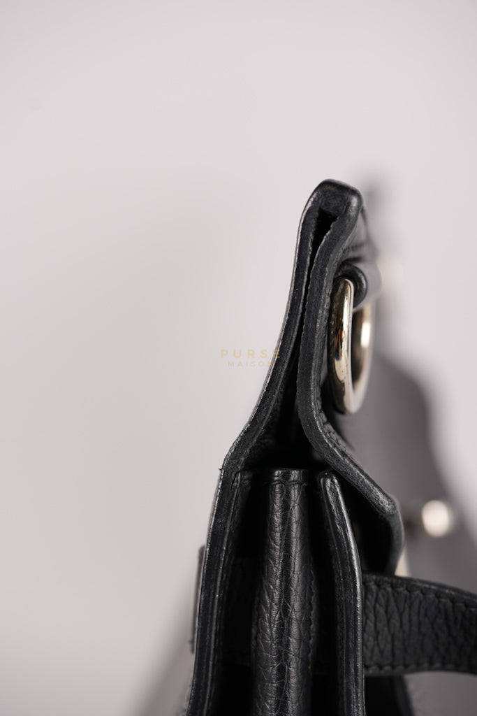 Jypsiere 31 Black Togo Leather and Palladium Hardware Stamp Square Q (2013) | Purse Maison Luxury Bags Shop