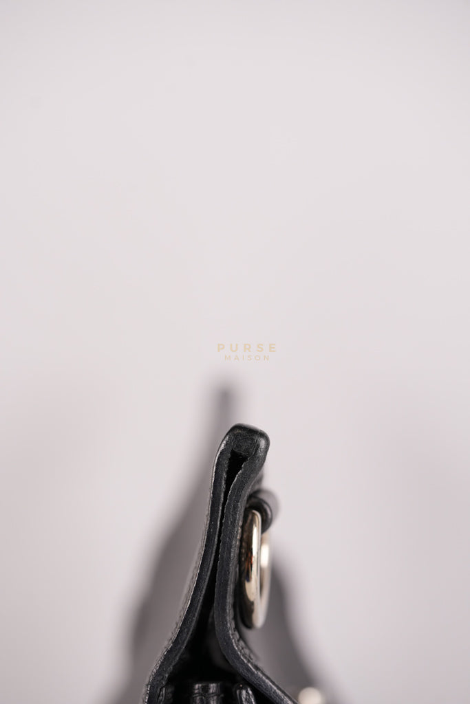 Jypsiere 31 Black Togo Leather and Palladium Hardware Stamp Square Q (2013) | Purse Maison Luxury Bags Shop