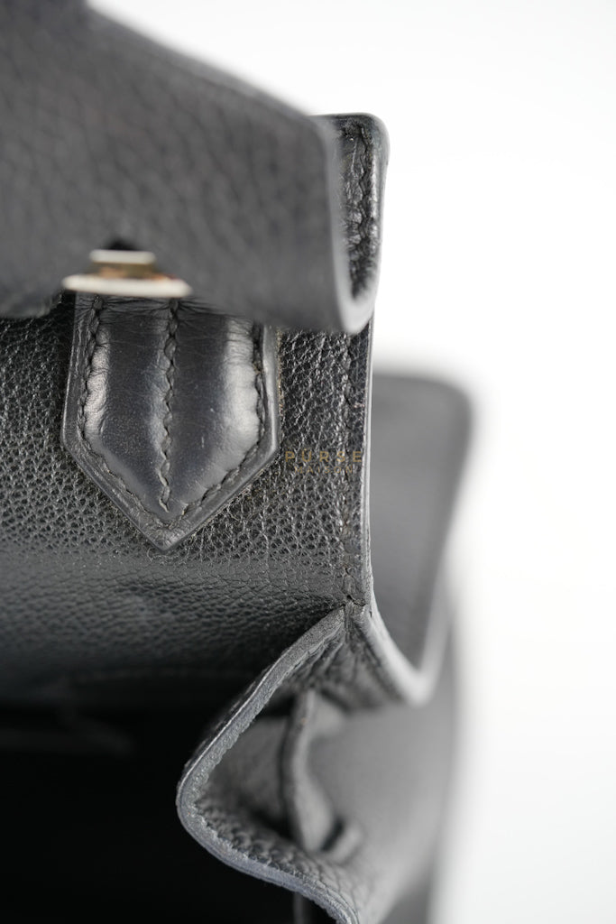 Jypsiere 31 Black Togo Leather and Palladium Hardware Stamp Square Q (2013) | Purse Maison Luxury Bags Shop