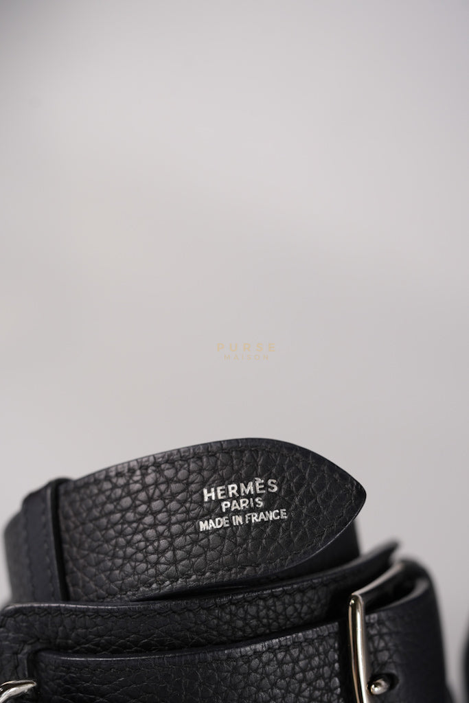 Jypsiere 31 Black Togo Leather and Palladium Hardware Stamp Square Q (2013) | Purse Maison Luxury Bags Shop