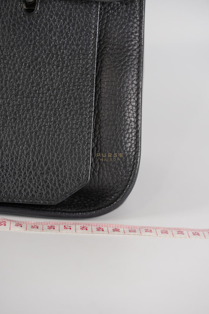 Jypsiere 31 Black Togo Leather and Palladium Hardware Stamp Square Q (2013) | Purse Maison Luxury Bags Shop