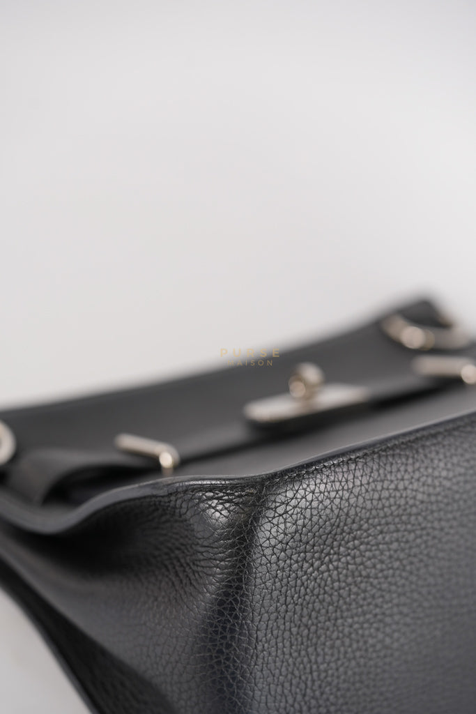Jypsiere 31 Black Togo Leather and Palladium Hardware Stamp Square Q (2013) | Purse Maison Luxury Bags Shop