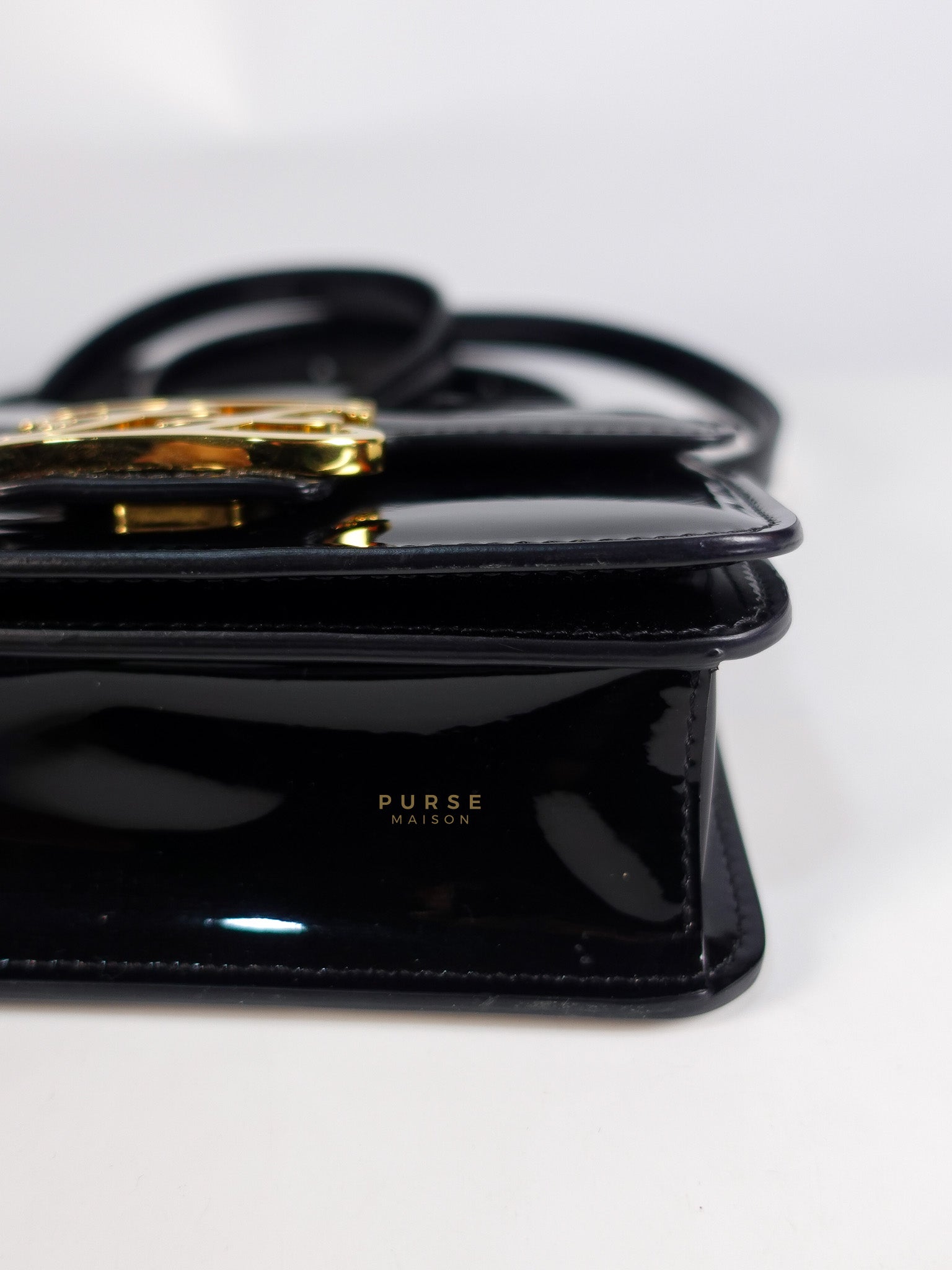 Karligraphy Crossbody Bag Small in Black Patent Leather | Purse Maison Luxury Bags Shop