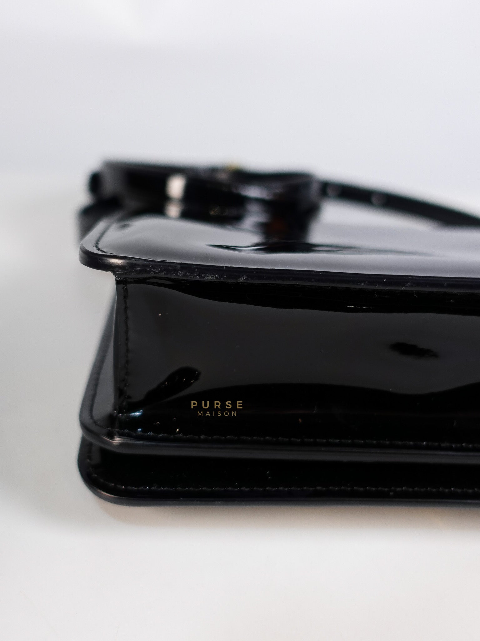 Karligraphy Crossbody Bag Small in Black Patent Leather | Purse Maison Luxury Bags Shop