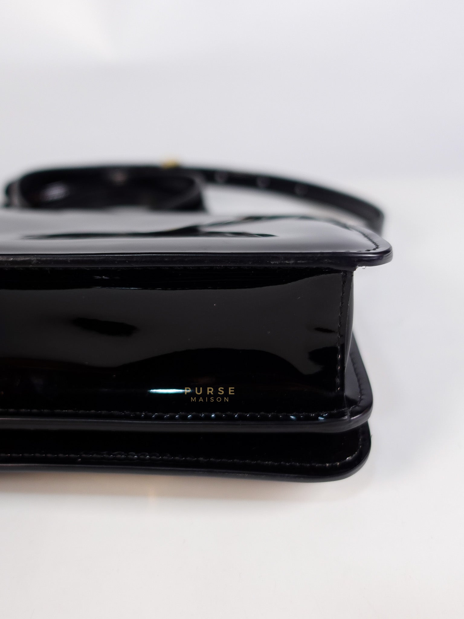 Karligraphy Crossbody Bag Small in Black Patent Leather | Purse Maison Luxury Bags Shop