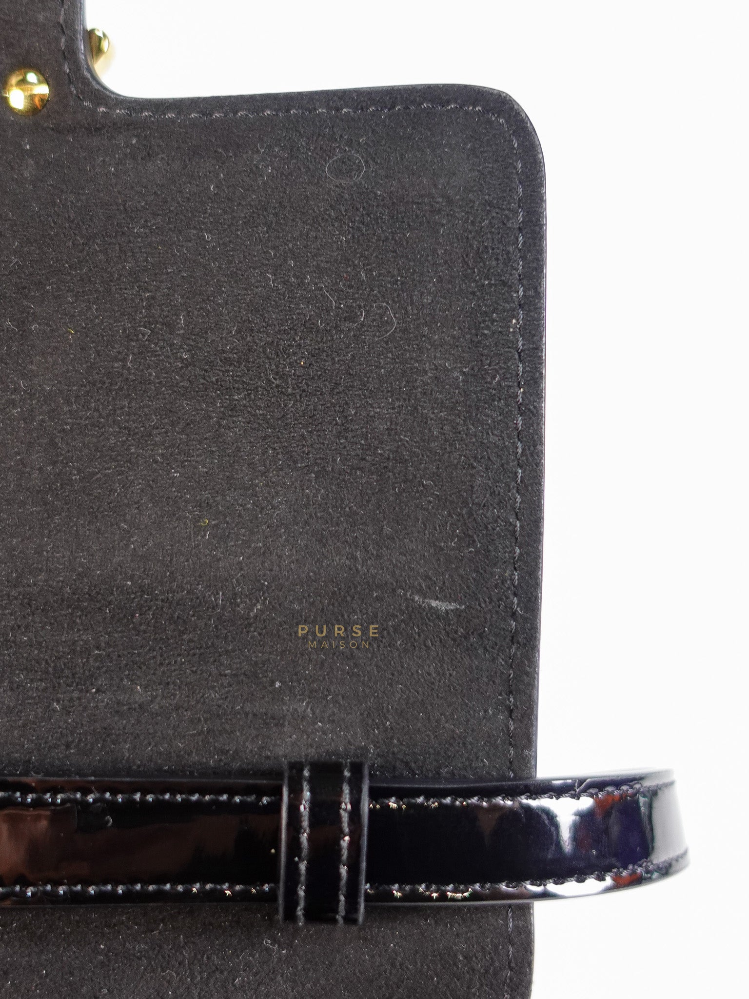 Karligraphy Crossbody Bag Small in Black Patent Leather | Purse Maison Luxury Bags Shop