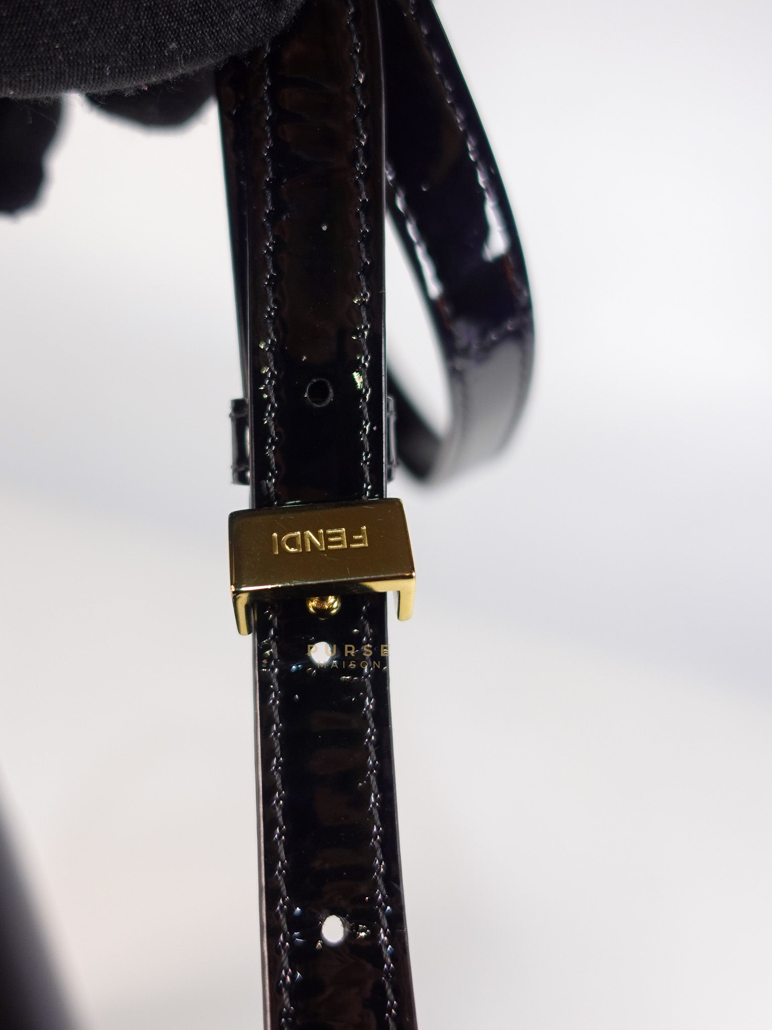 Karligraphy Crossbody Bag Small in Black Patent Leather | Purse Maison Luxury Bags Shop