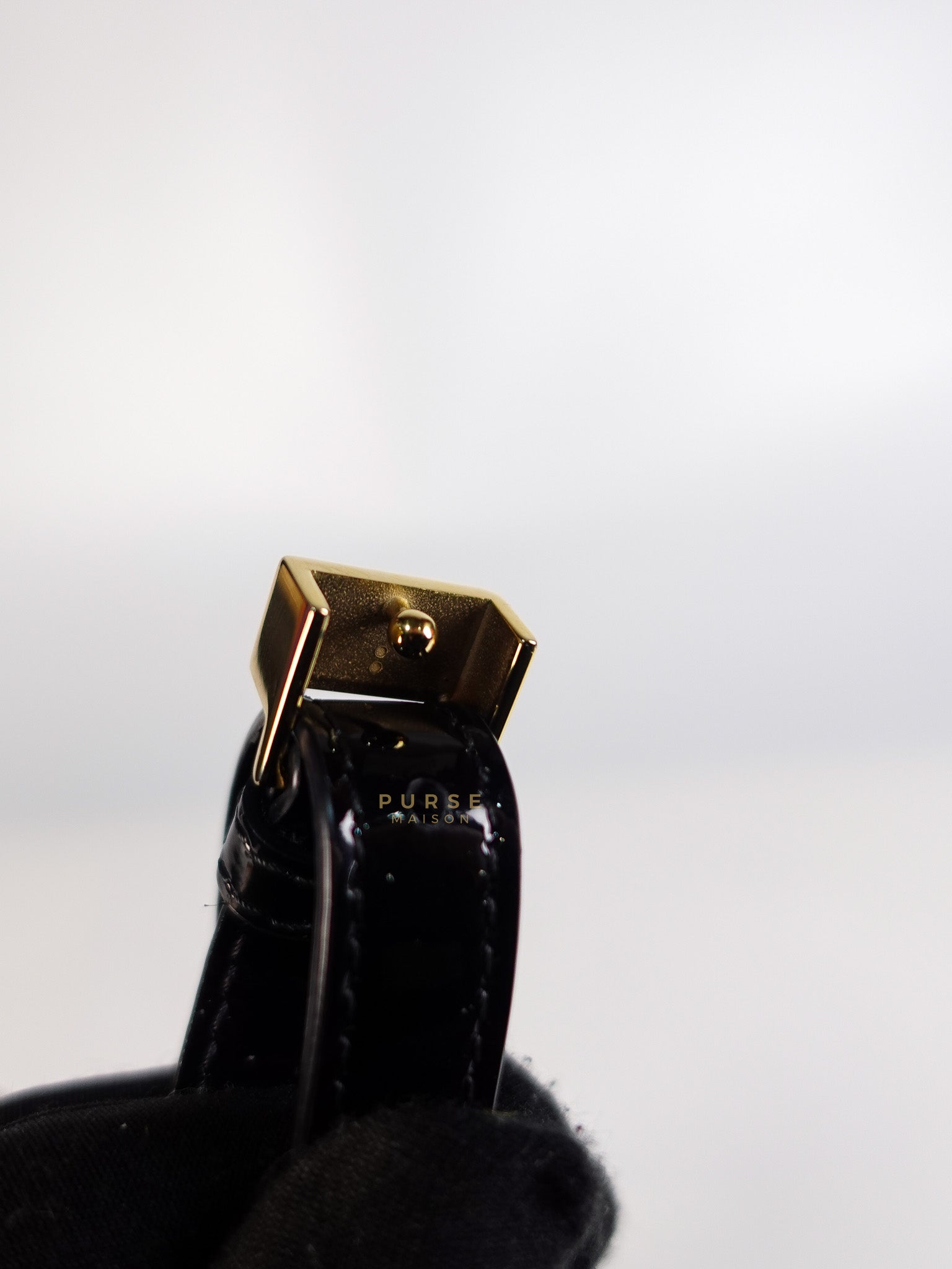 Karligraphy Crossbody Bag Small in Black Patent Leather | Purse Maison Luxury Bags Shop