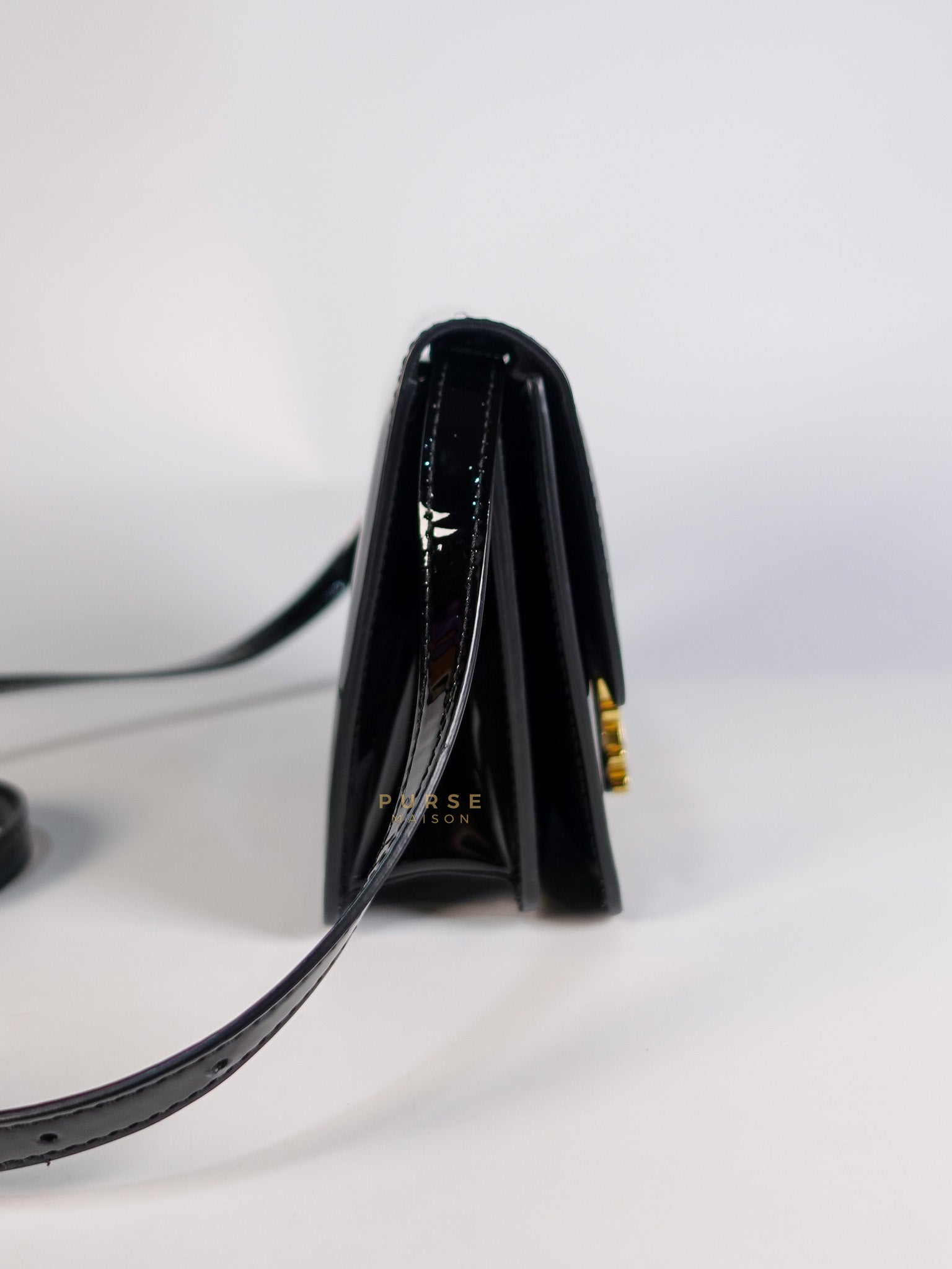 Karligraphy Crossbody Bag Small in Black Patent Leather | Purse Maison Luxury Bags Shop