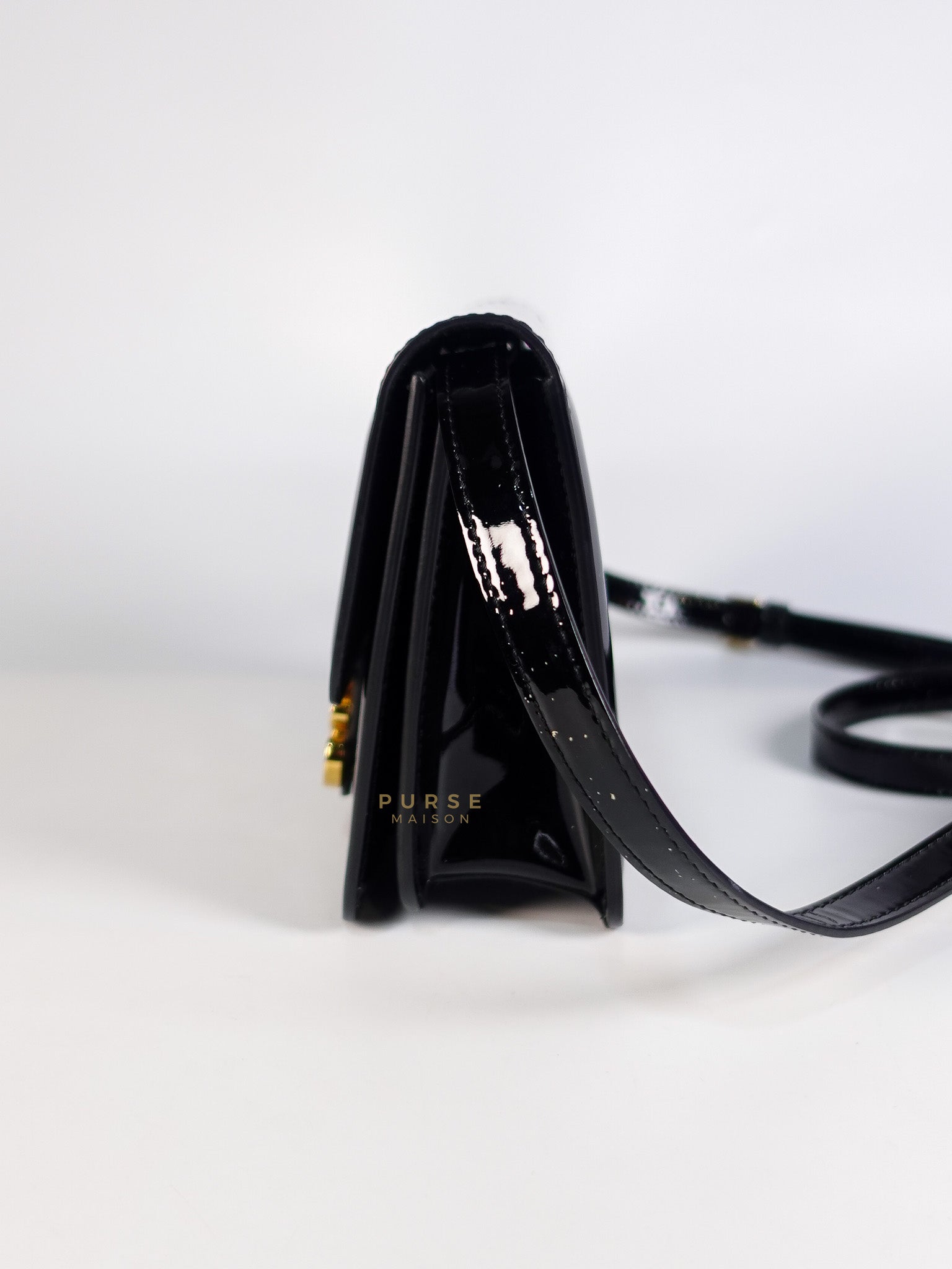 Karligraphy Crossbody Bag Small in Black Patent Leather | Purse Maison Luxury Bags Shop