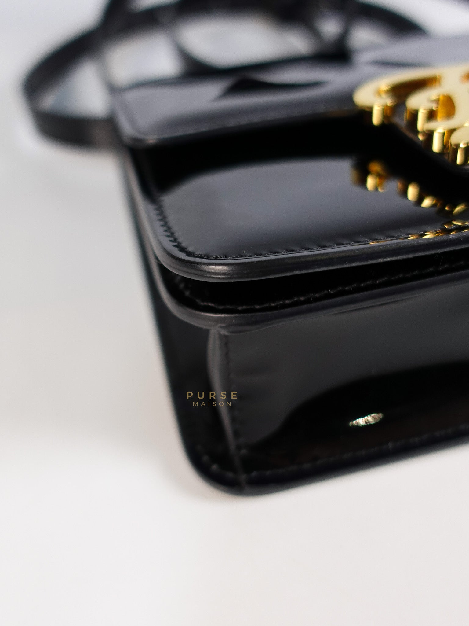 Karligraphy Crossbody Bag Small in Black Patent Leather | Purse Maison Luxury Bags Shop